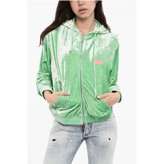 Dsquared² Velvet Hoodie with Zip Closure