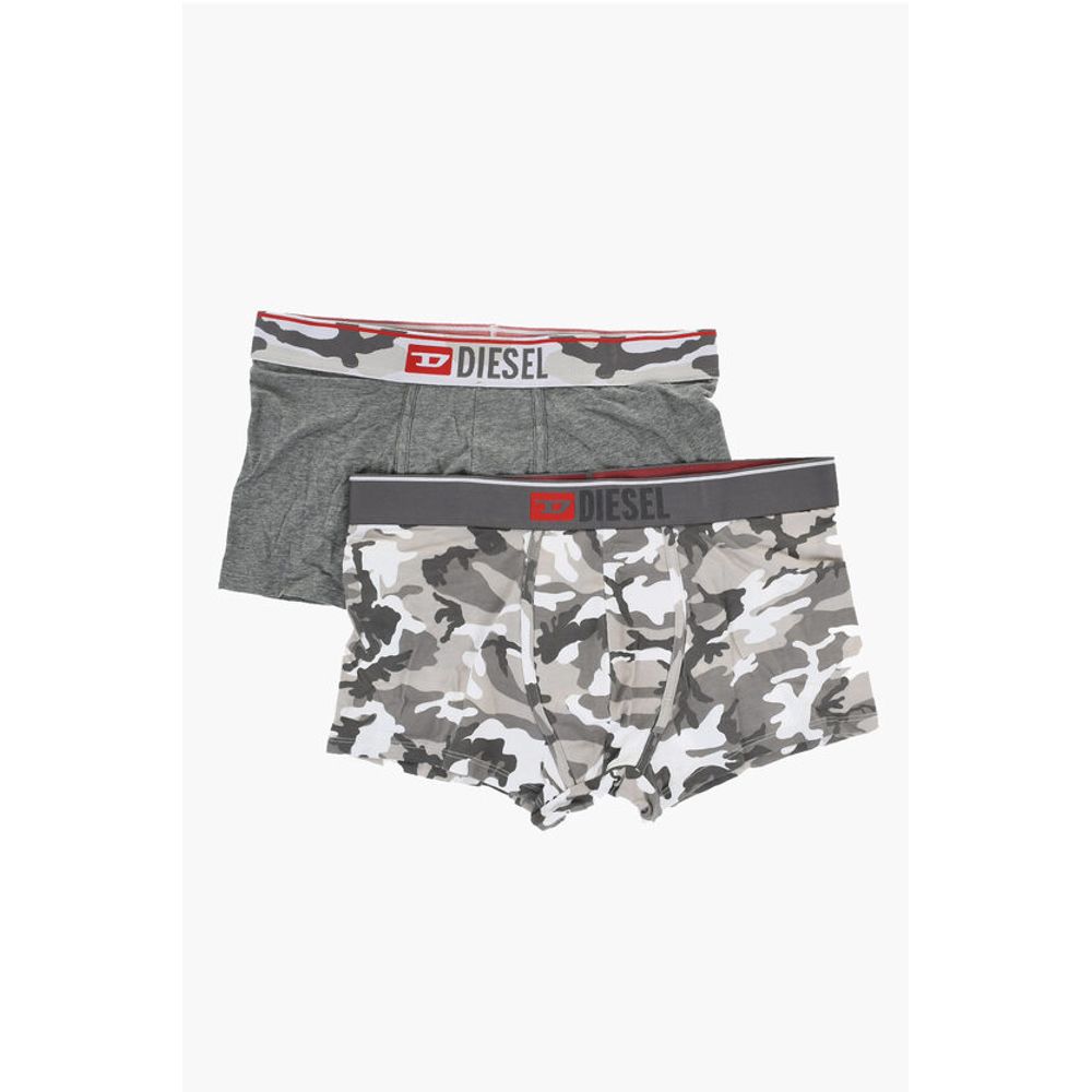 Diesel Set of 2 Stretch Cotton Boxer Shorts with Camouflage Pattern