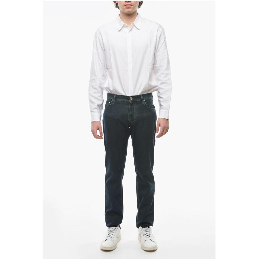 Corneliani ID LUXURY DENIM Embroidered Denims with Acid Wash 18,5cm