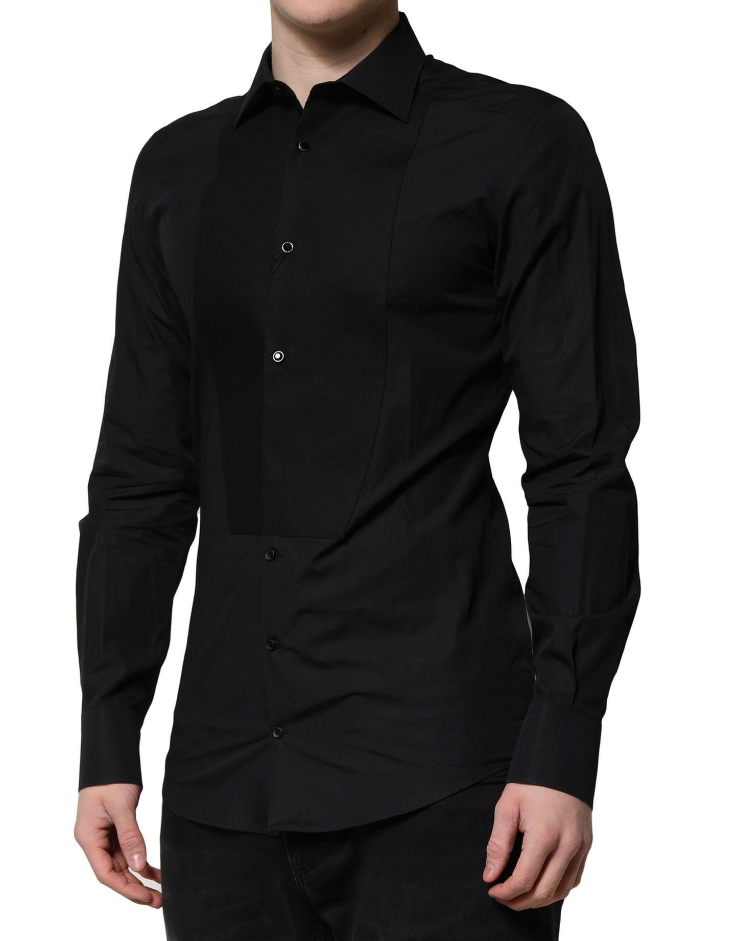 Dolce &amp; Gabbana Camicia formale a maniche lunghe in oro nero