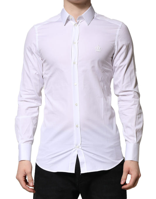 Camicia elegante da uomo a maniche lunghe Dolce &amp; Gabbana in oro bianco