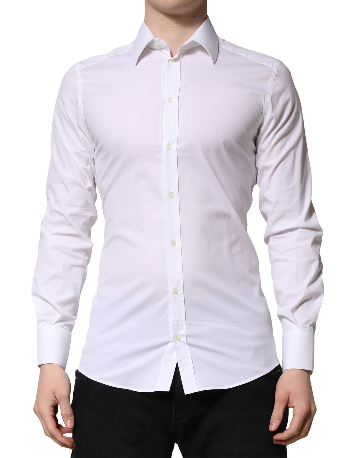 Camicia elegante da uomo a maniche lunghe Dolce &amp; Gabbana in oro bianco