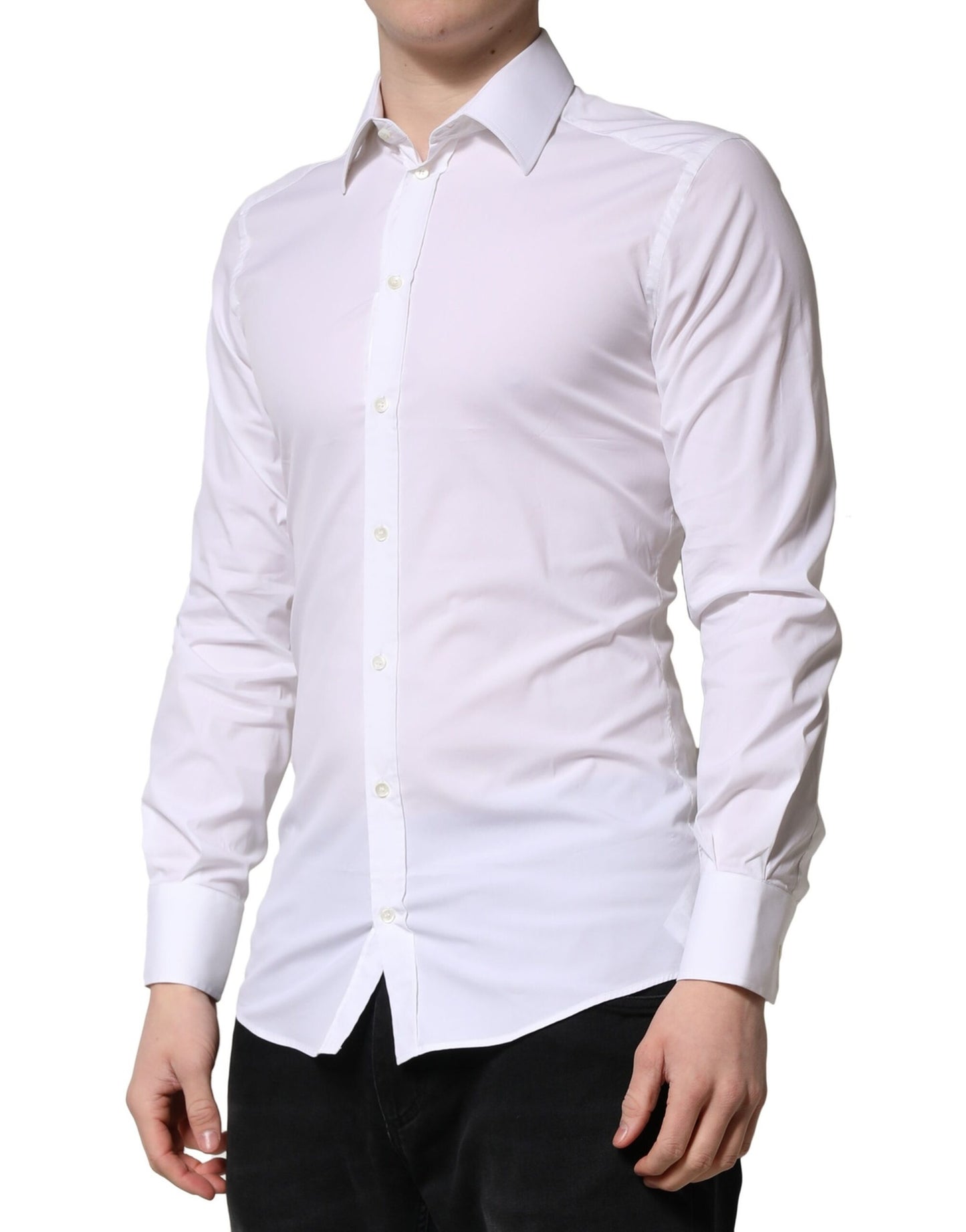 Camicia elegante da uomo a maniche lunghe Dolce &amp; Gabbana in oro bianco