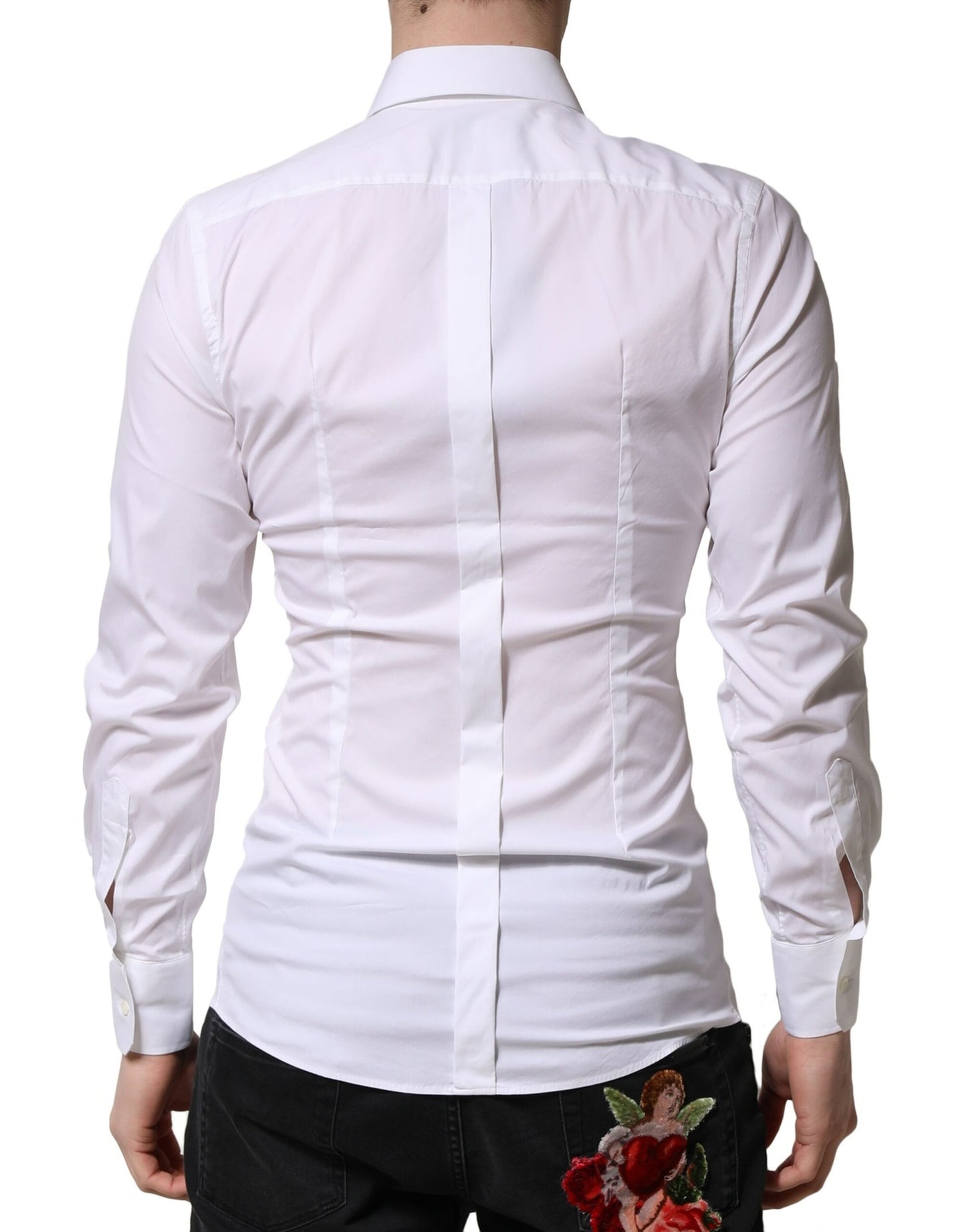 Camicia elegante da uomo a maniche lunghe Dolce &amp; Gabbana in oro bianco