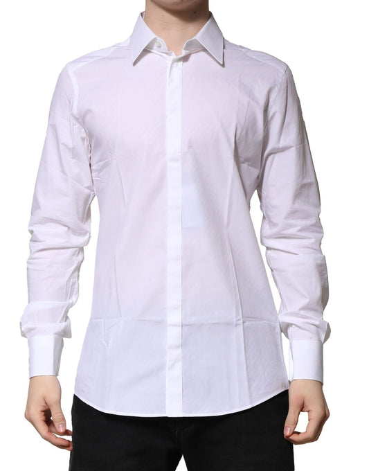 Camicia elegante da uomo a maniche lunghe Dolce &amp; Gabbana in oro bianco