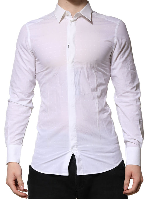 Dolce &amp; Gabbana Abito da uomo a maniche lunghe in oro bianco, camicia formale