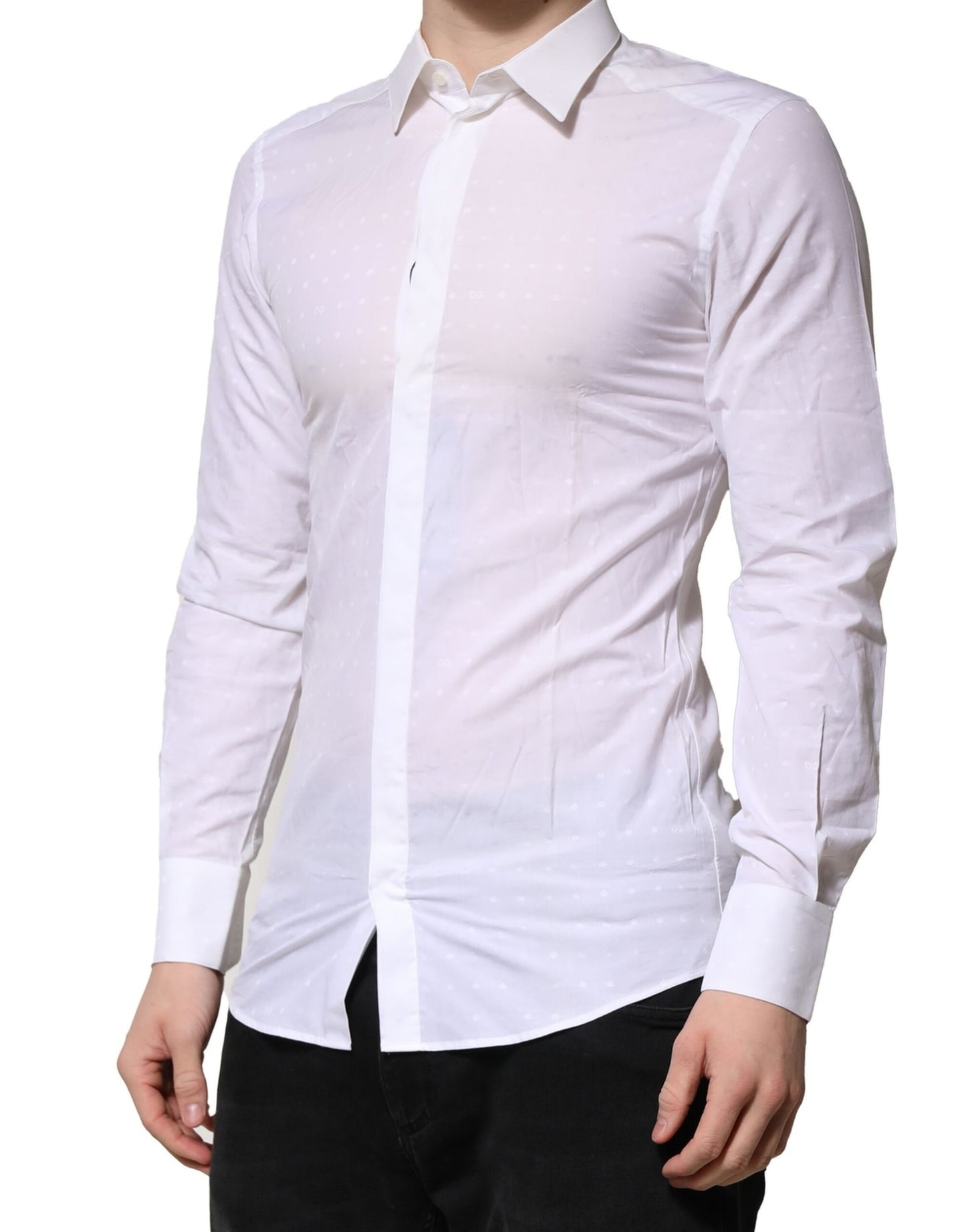 Dolce &amp; Gabbana Abito da uomo a maniche lunghe in oro bianco, camicia formale