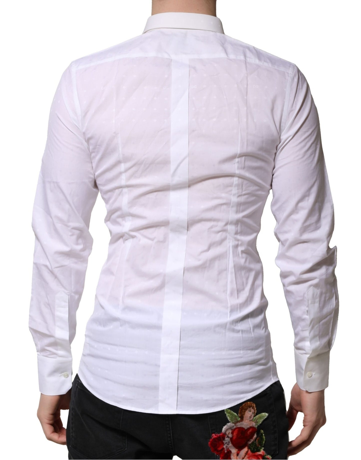 Dolce &amp; Gabbana Abito da uomo a maniche lunghe in oro bianco, camicia formale