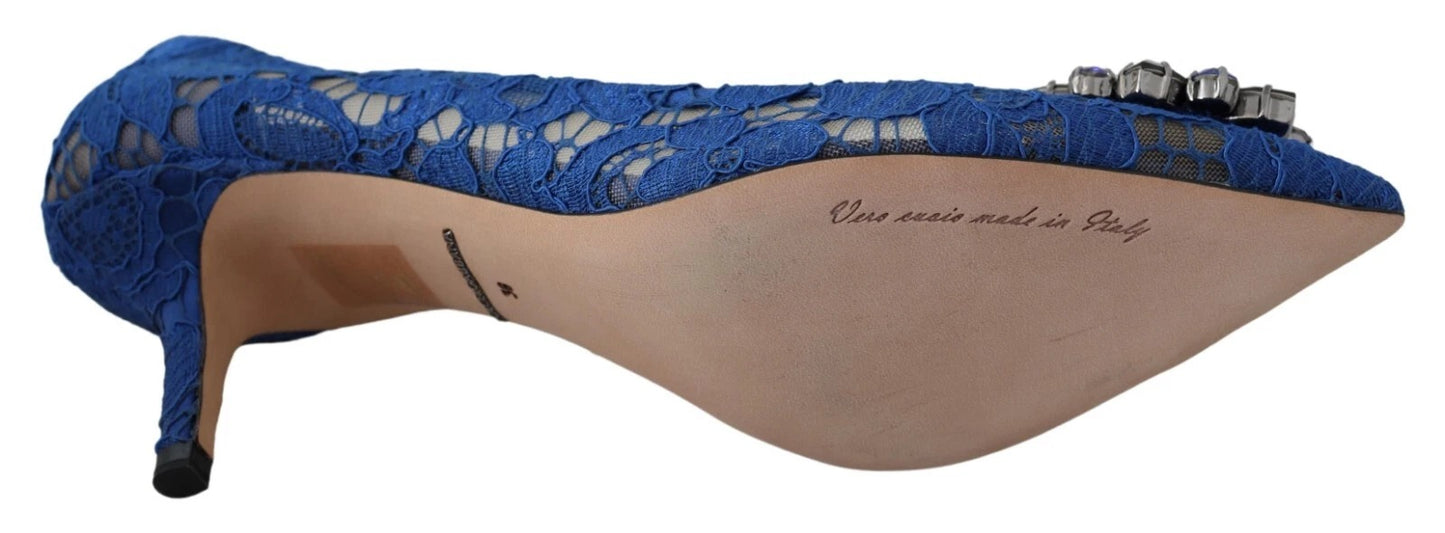Scarpe da ballo Dolce &amp; Gabbana con cristalli e pizzo blu