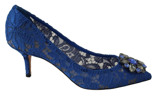 Scarpe da ballo Dolce &amp; Gabbana con cristalli e pizzo blu