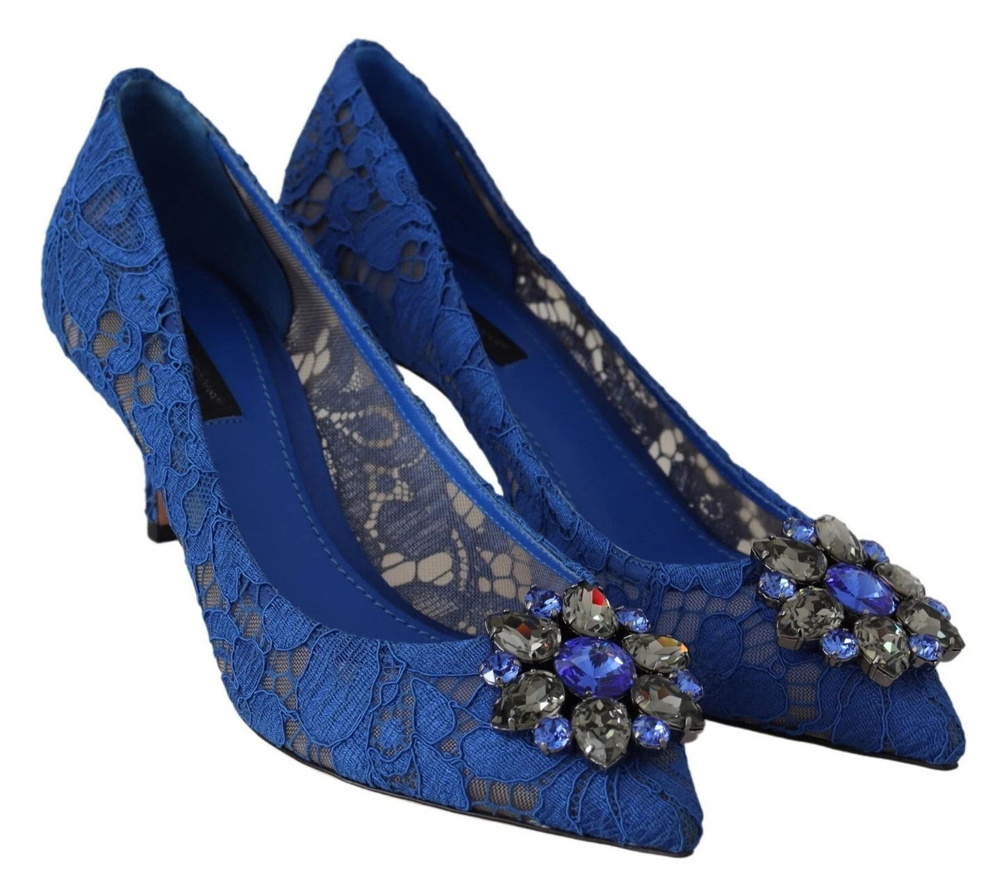 Scarpe da ballo Dolce &amp; Gabbana con cristalli e pizzo blu