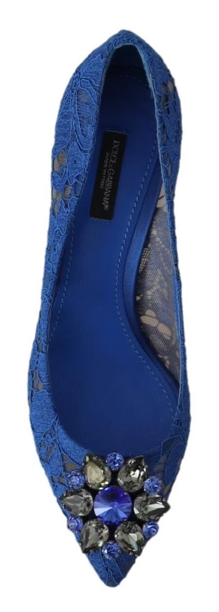 Scarpe da ballo Dolce &amp; Gabbana con cristalli e pizzo blu