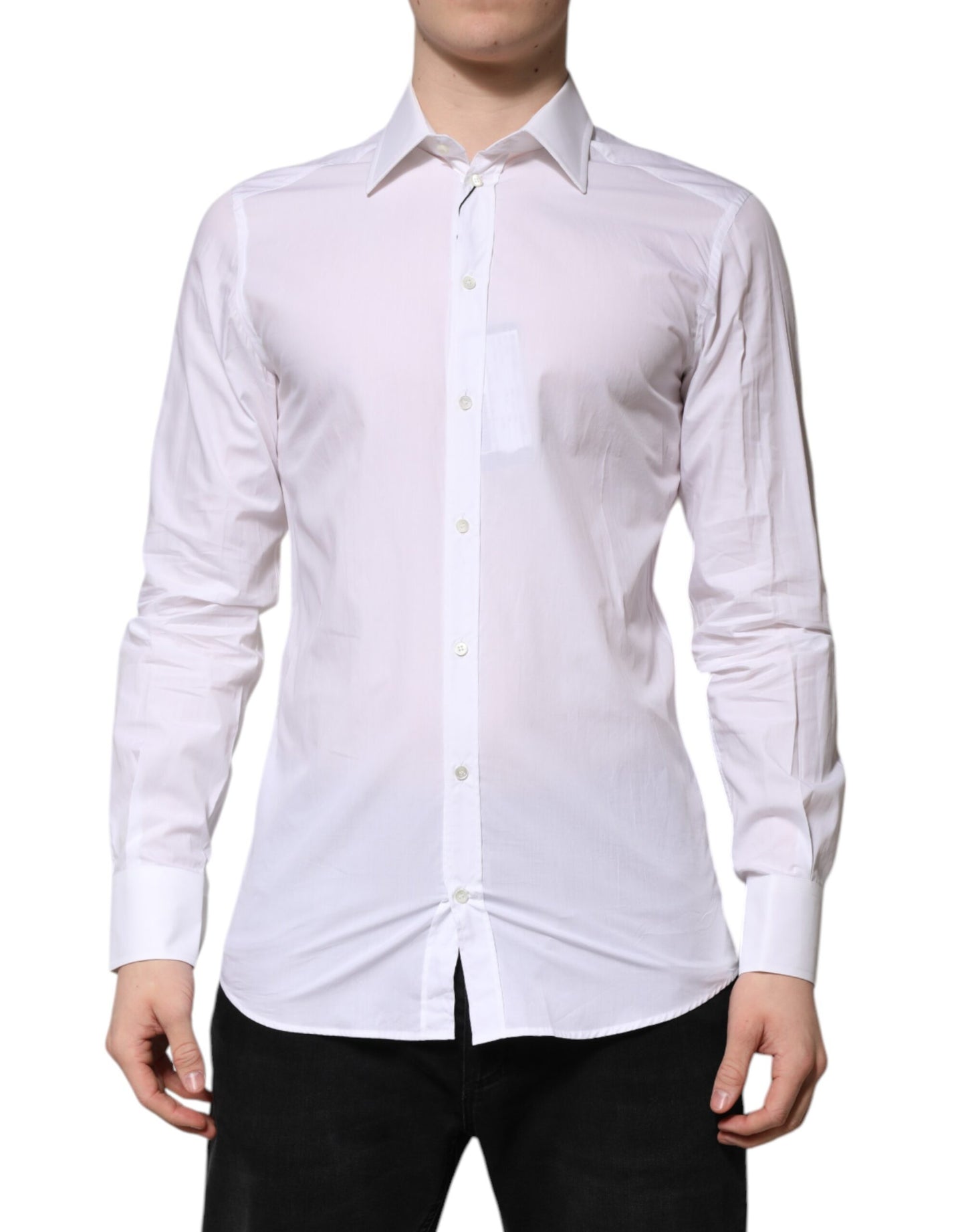 Dolce &amp; Gabbana Abito da uomo a maniche lunghe in oro bianco, camicia formale