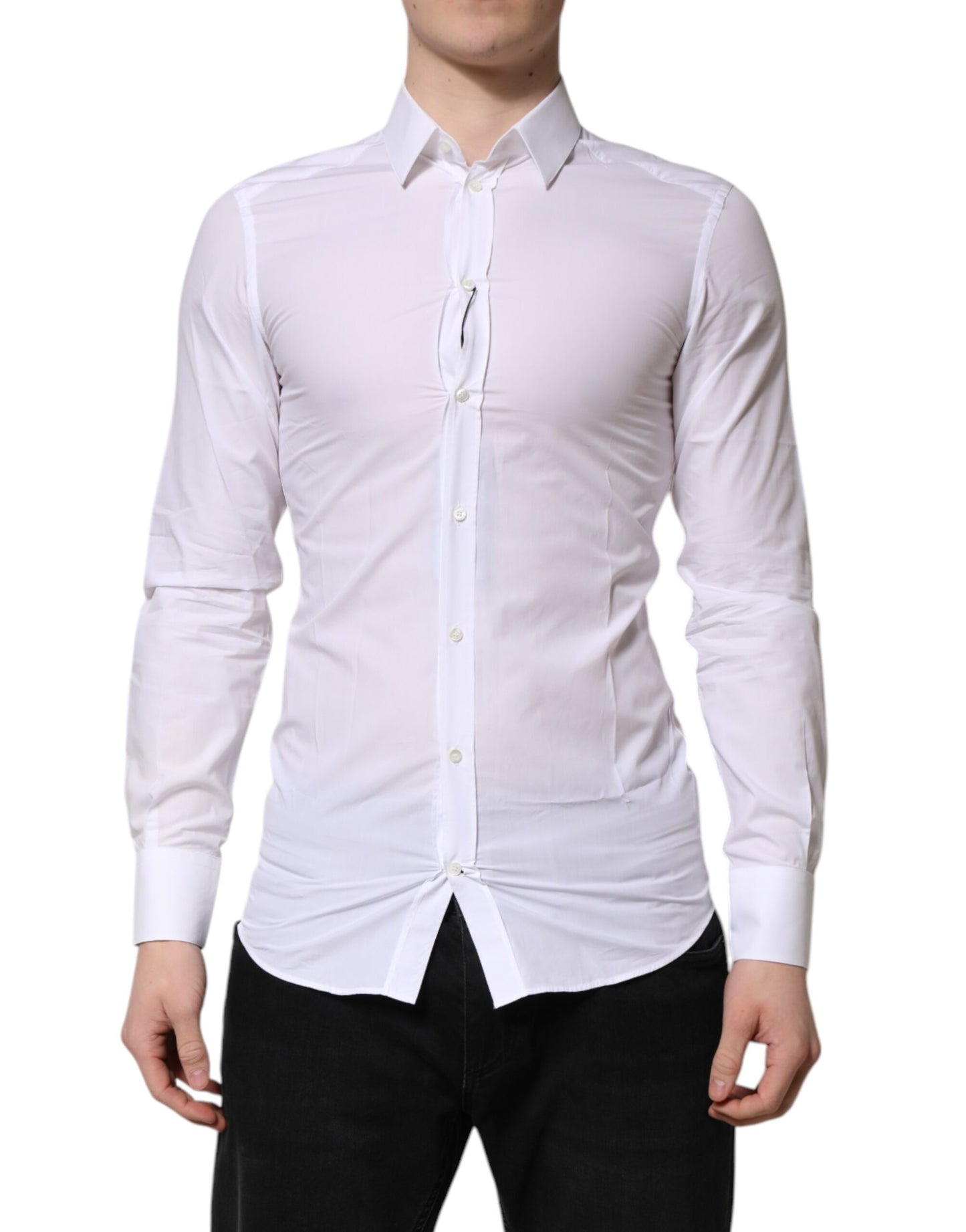Dolce &amp; Gabbana Abito da uomo a maniche lunghe in oro bianco, camicia formale
