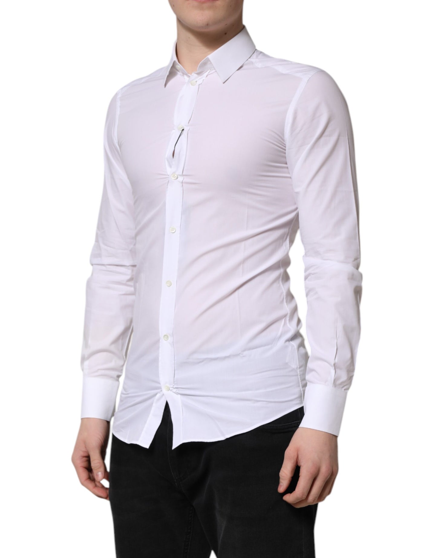 Dolce &amp; Gabbana Abito da uomo a maniche lunghe in oro bianco, camicia formale