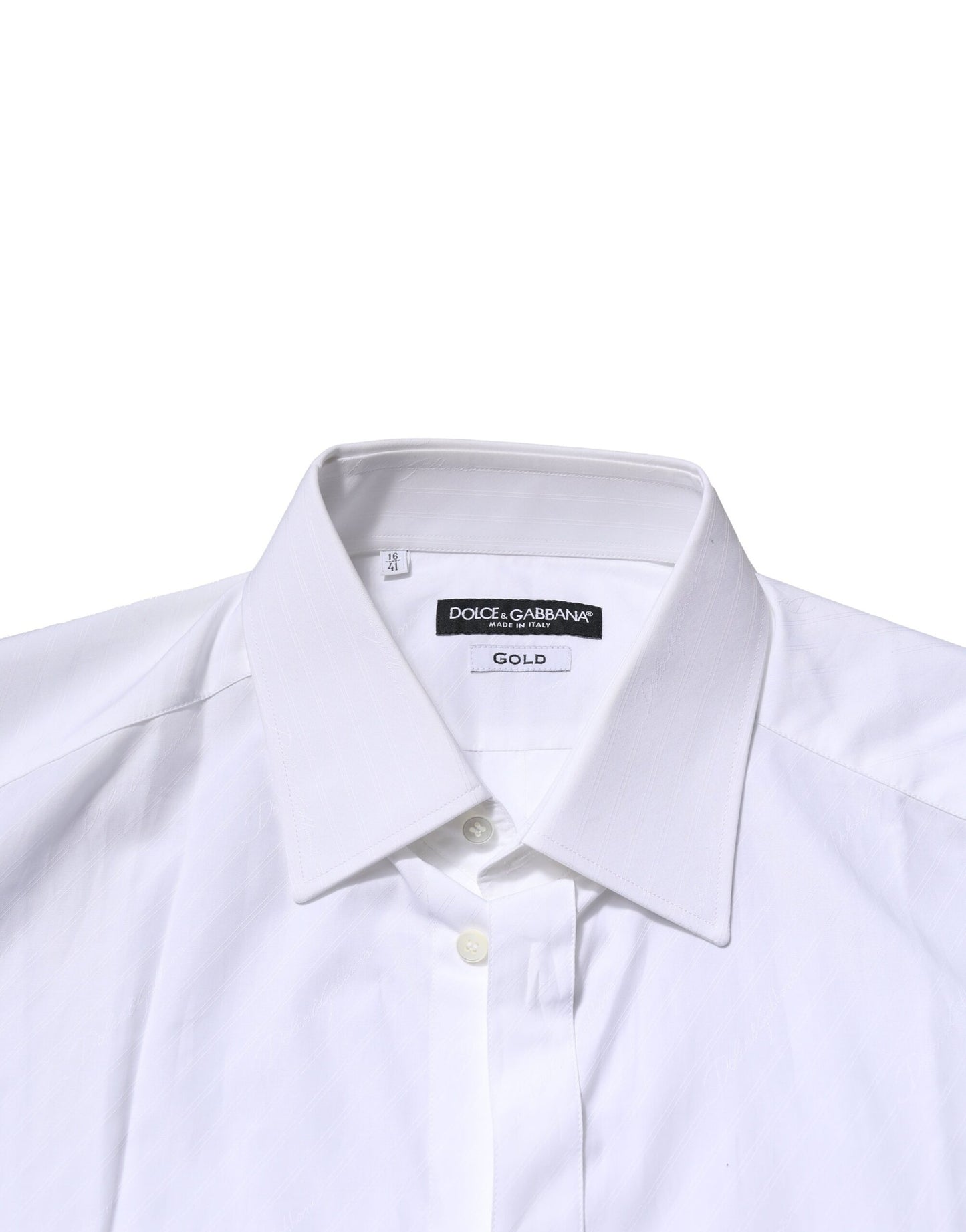 Dolce &amp; Gabbana Weiß GOLD Baumwolle Langarm Herren Formelles Hemd