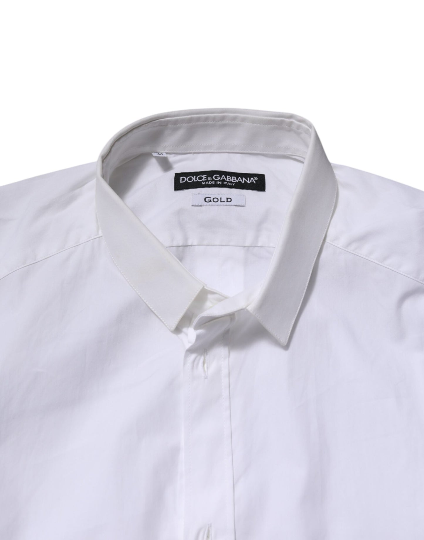 Dolce &amp; Gabbana Weiß GOLD Baumwolle Langarm Herren Formelles Hemd