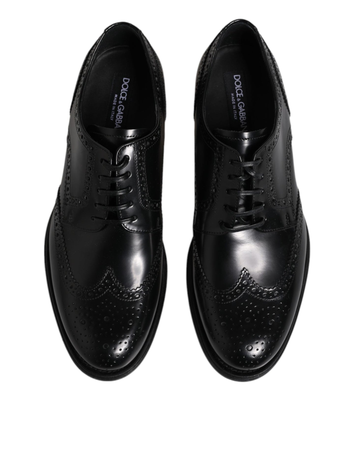 Scarpe eleganti Dolce &amp; Gabbana Derby in pelle nera con punta a coda di rondine