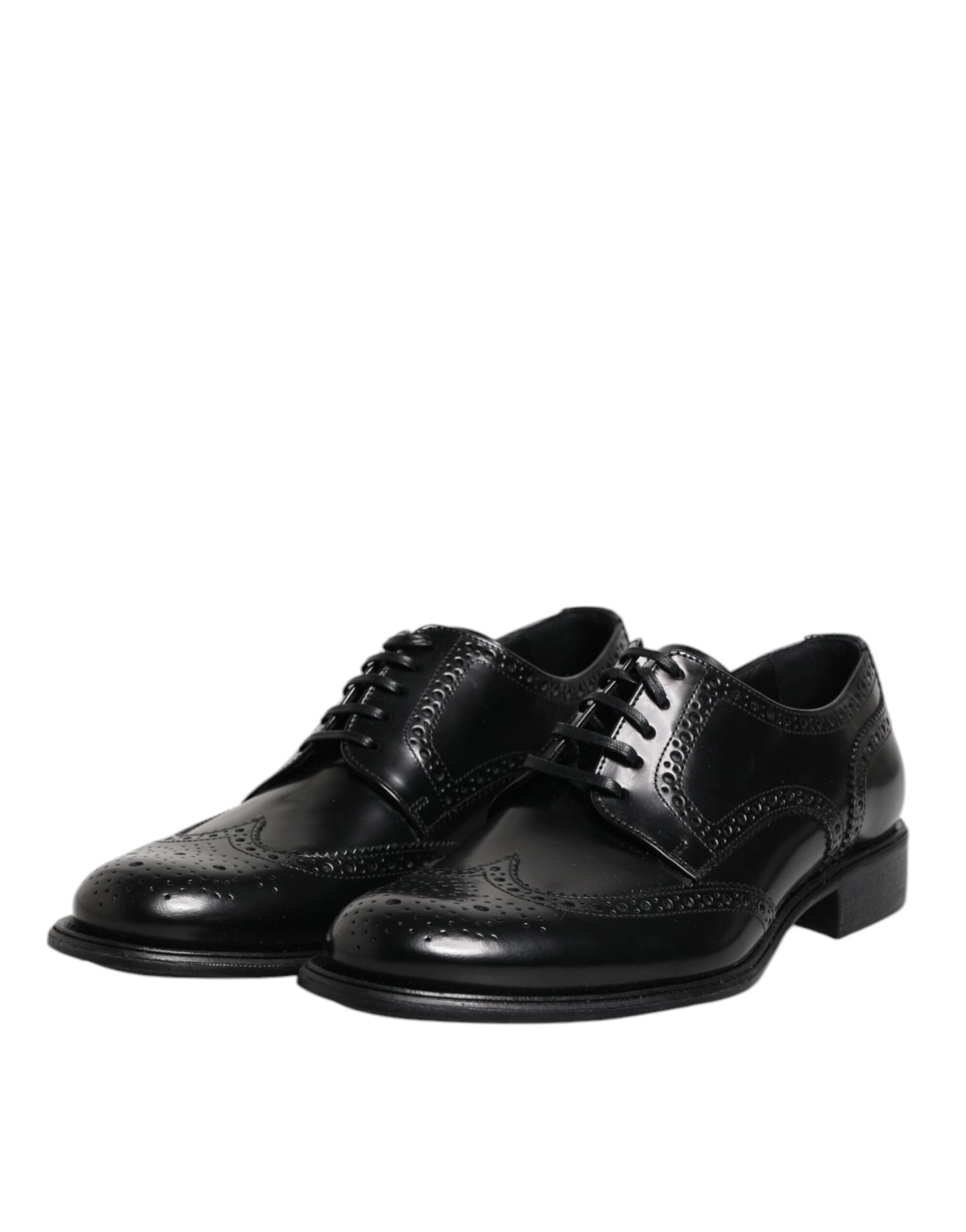 Scarpe eleganti Dolce &amp; Gabbana Derby in pelle nera con punta a coda di rondine