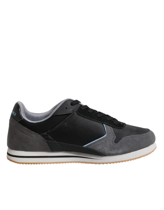 Trussardi Scarpe da ginnastica casual basse nere e grigie con lacci
