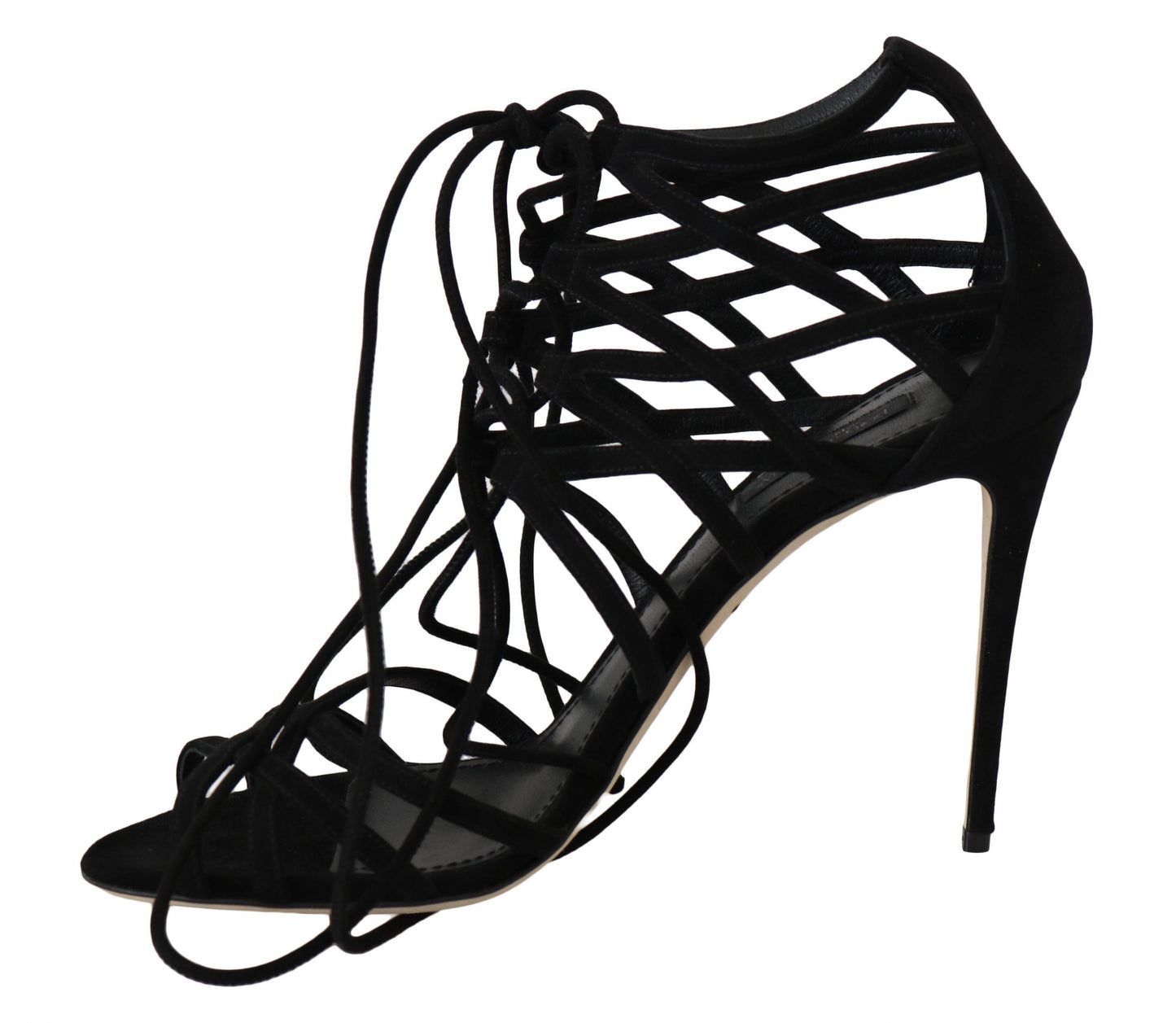 Dolce &amp; Gabbana Elegante Gladiator-Stilettos aus schwarzem Wildleder