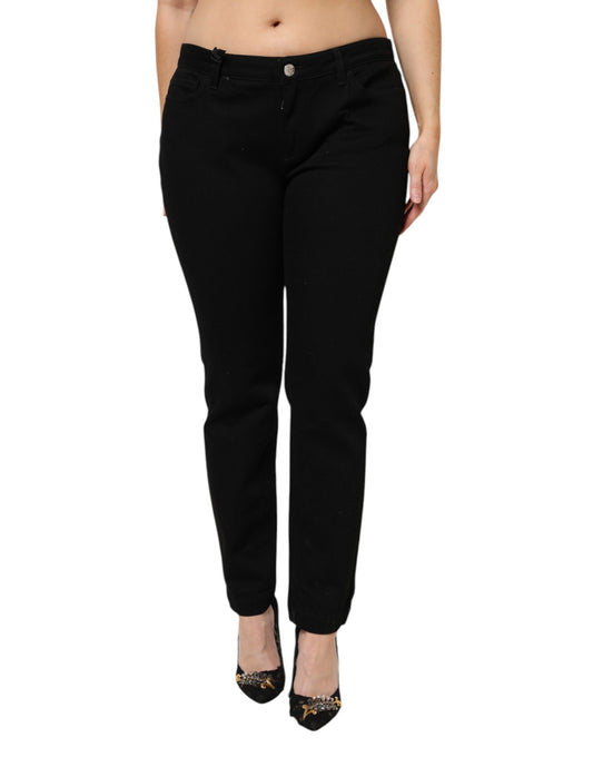 Jeans skinny a vita bassa in cotone nero Dolce &amp; Gabbana