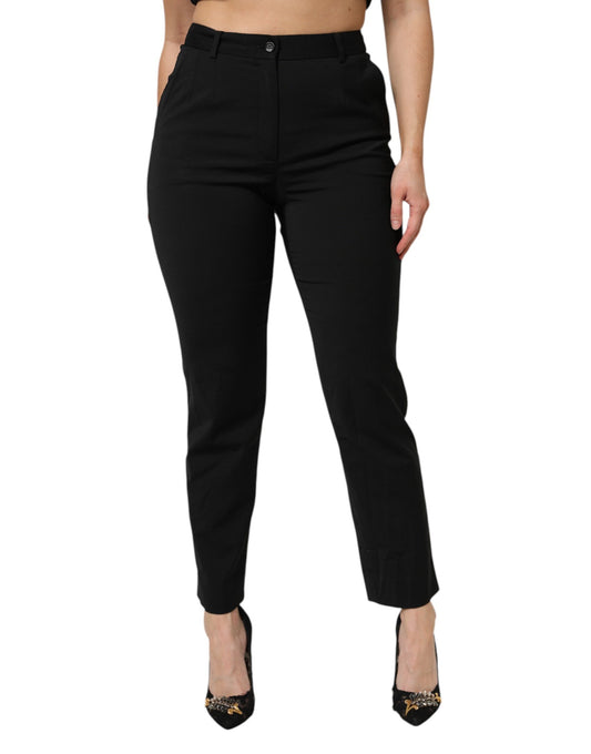 Pantaloni STAFF affusolati a vita alta neri Dolce &amp; Gabbana