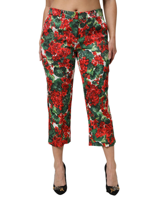 Pantaloni cropped con stampa floreale multicolore Dolce &amp; Gabbana