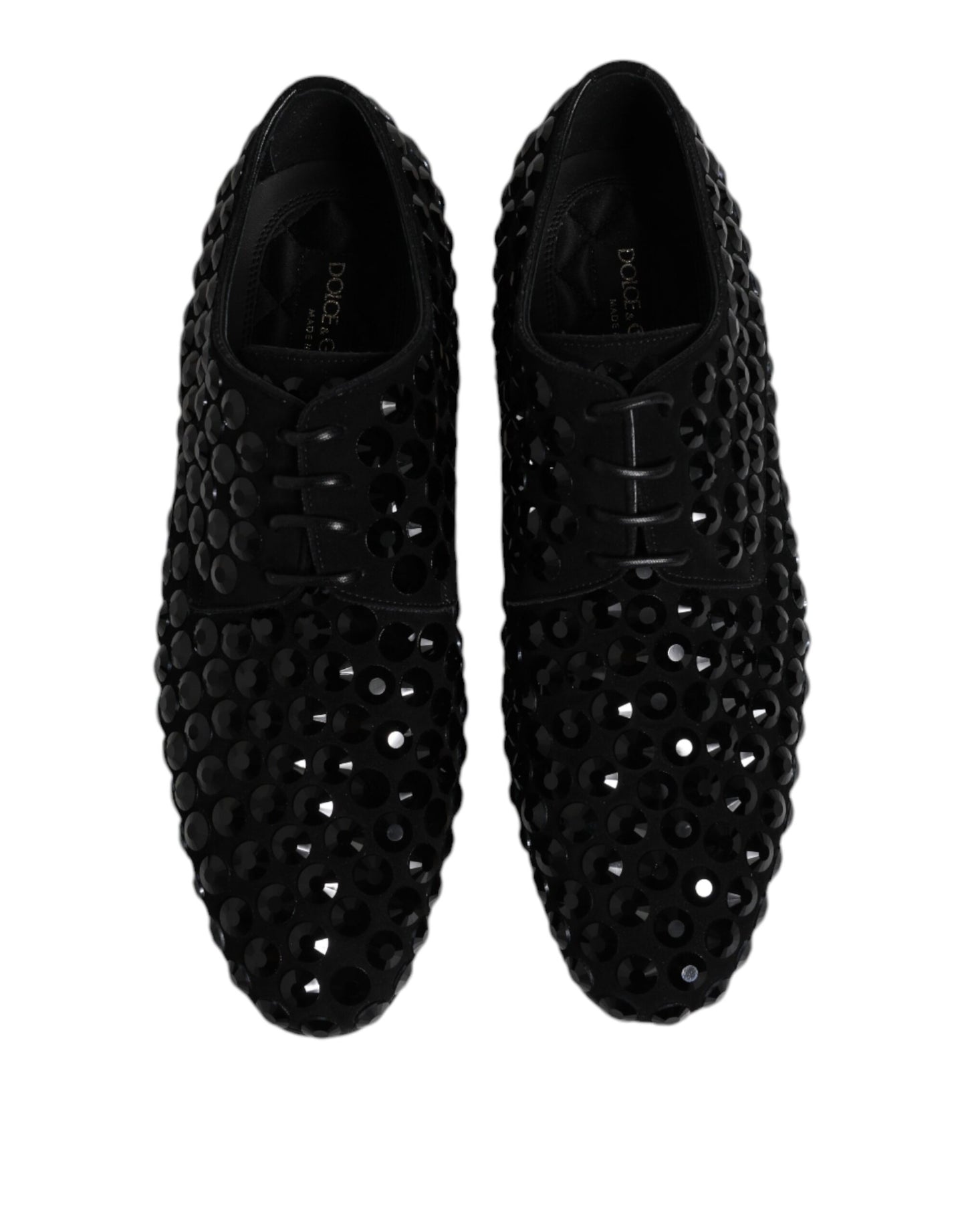 Scarpe eleganti Derby in camoscio nero con strass Dolce &amp; Gabbana