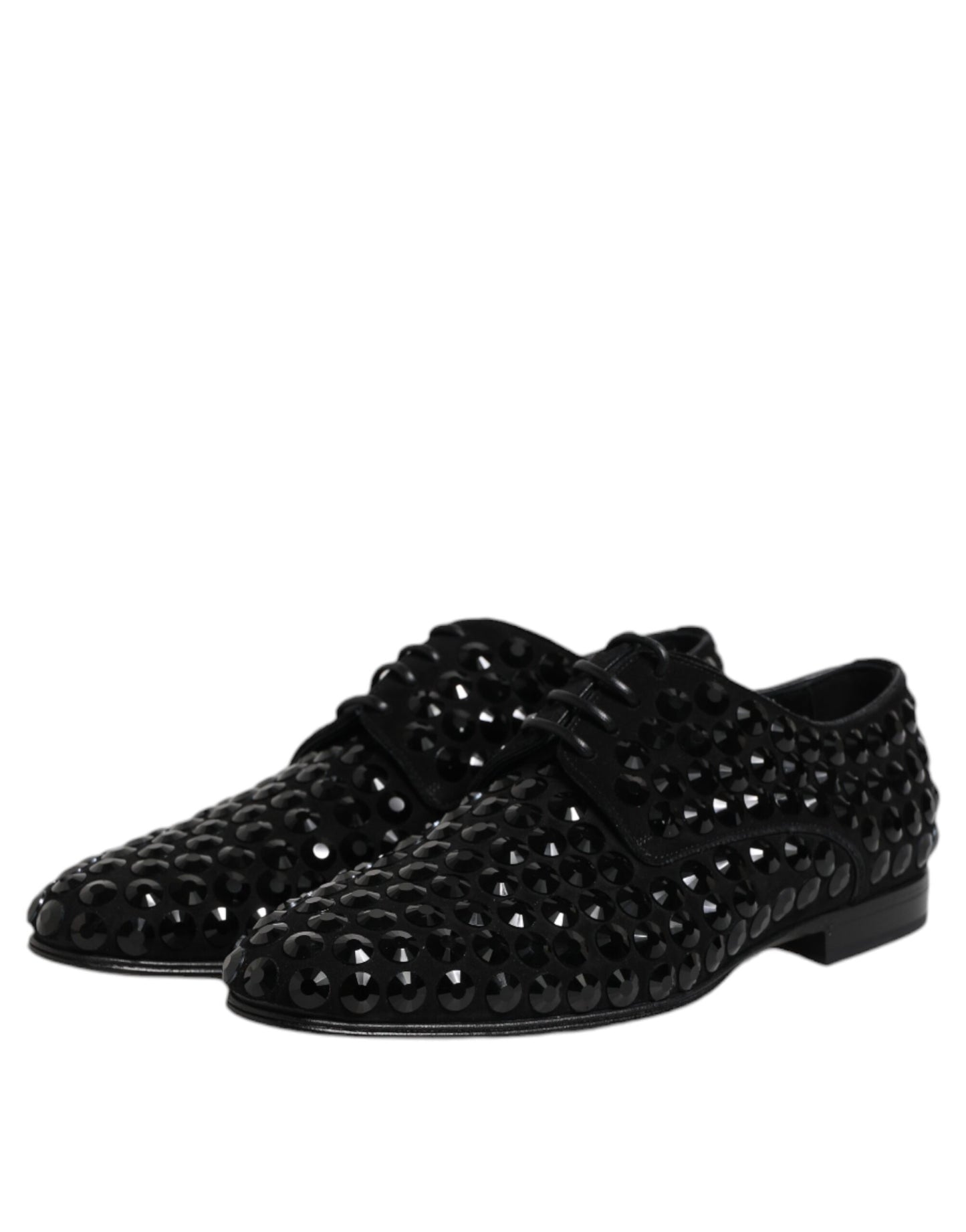 Scarpe eleganti Derby in camoscio nero con strass Dolce &amp; Gabbana