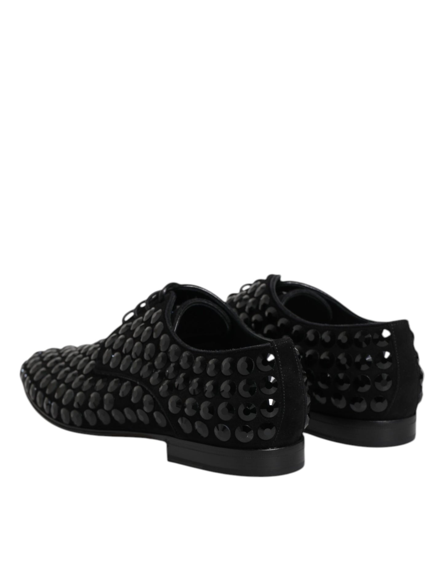 Scarpe eleganti Derby in camoscio nero con strass Dolce &amp; Gabbana
