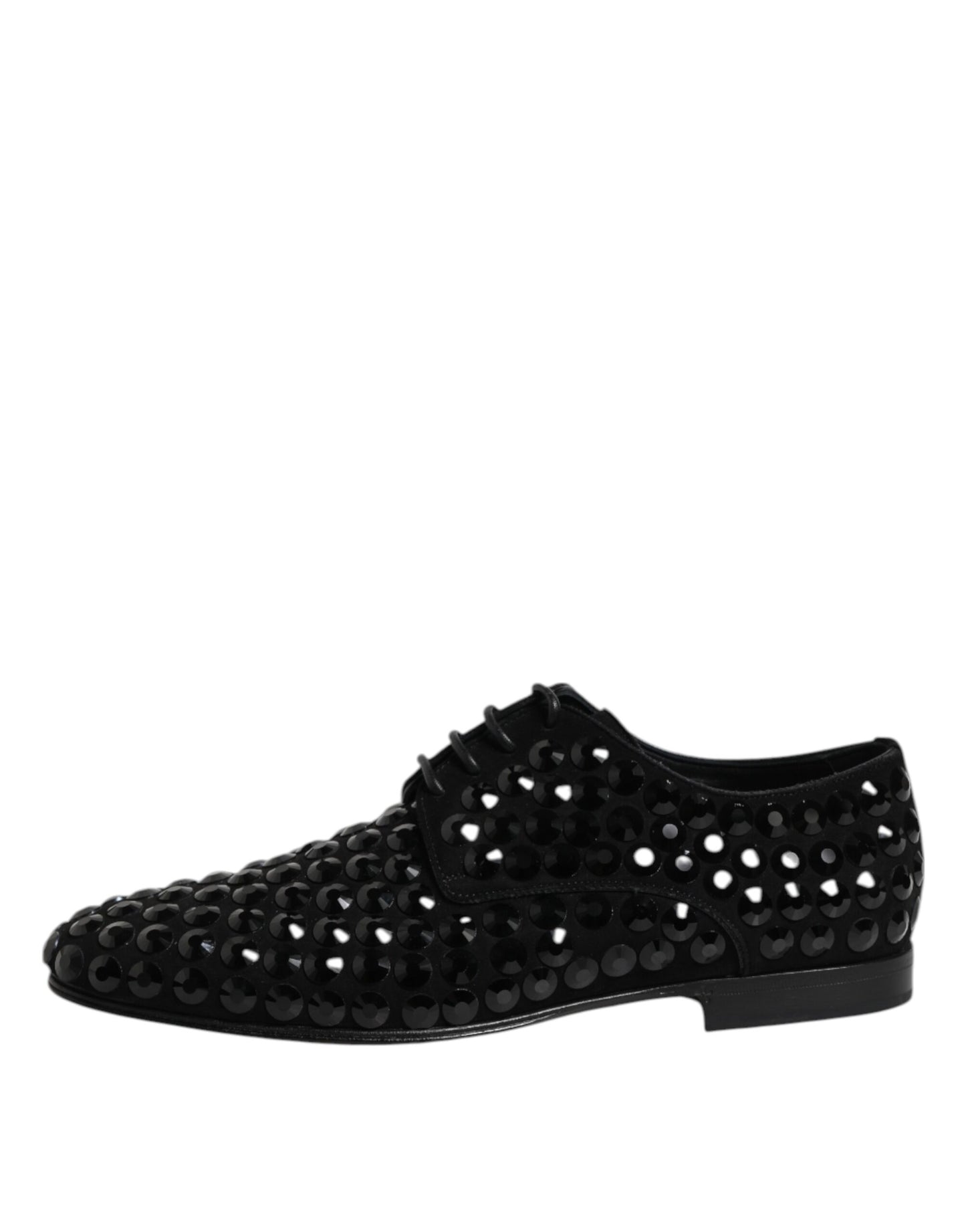 Scarpe eleganti Derby in camoscio nero con strass Dolce &amp; Gabbana