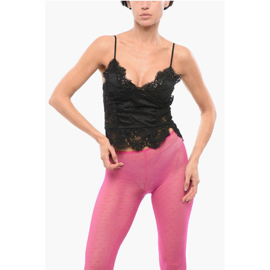 Dsquared² Silk and Lace Crop Top