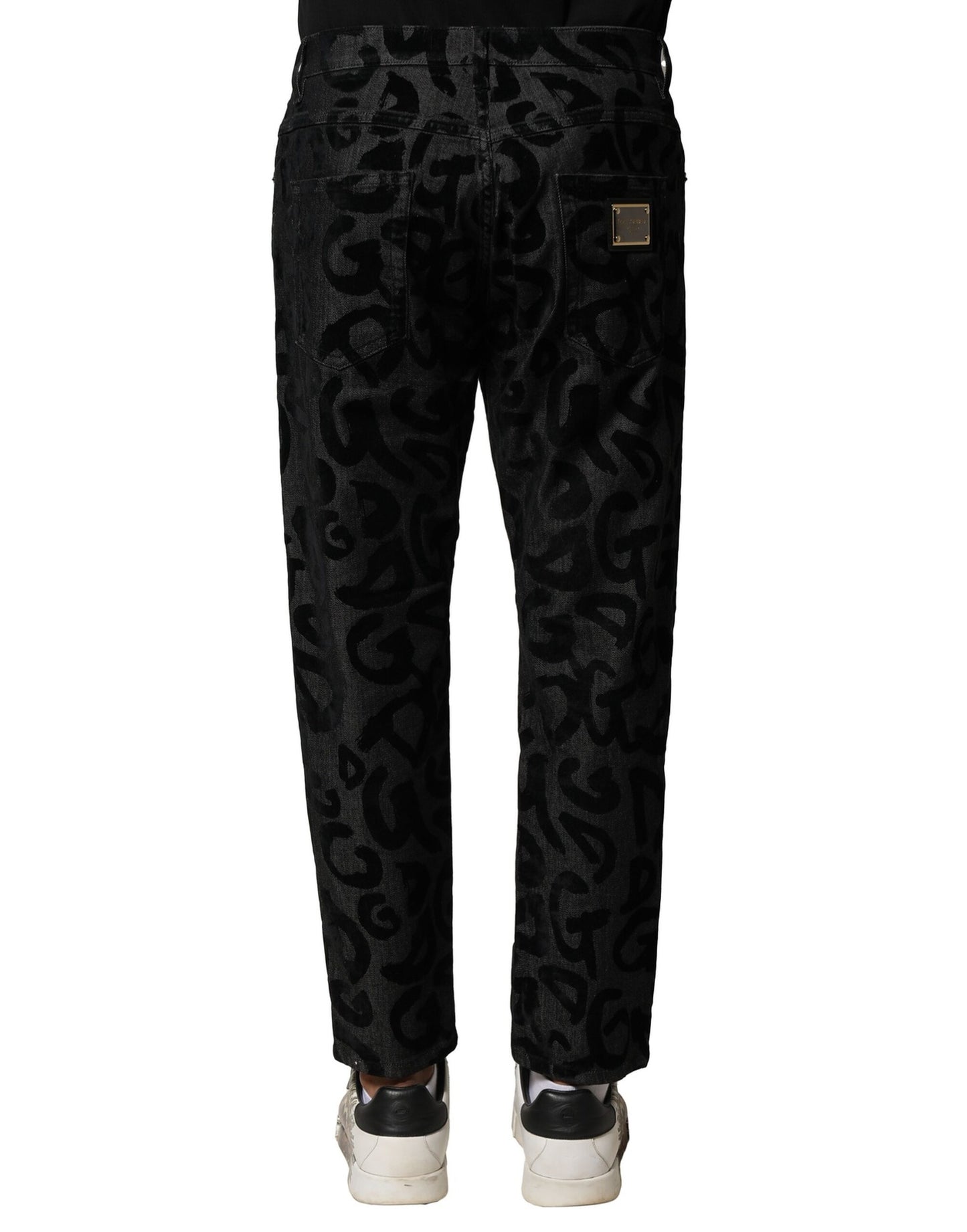 Dolce &amp; Gabbana Graue, gerade geschnittene Jeans mit DG-Logo aus Baumwolle für Herren
