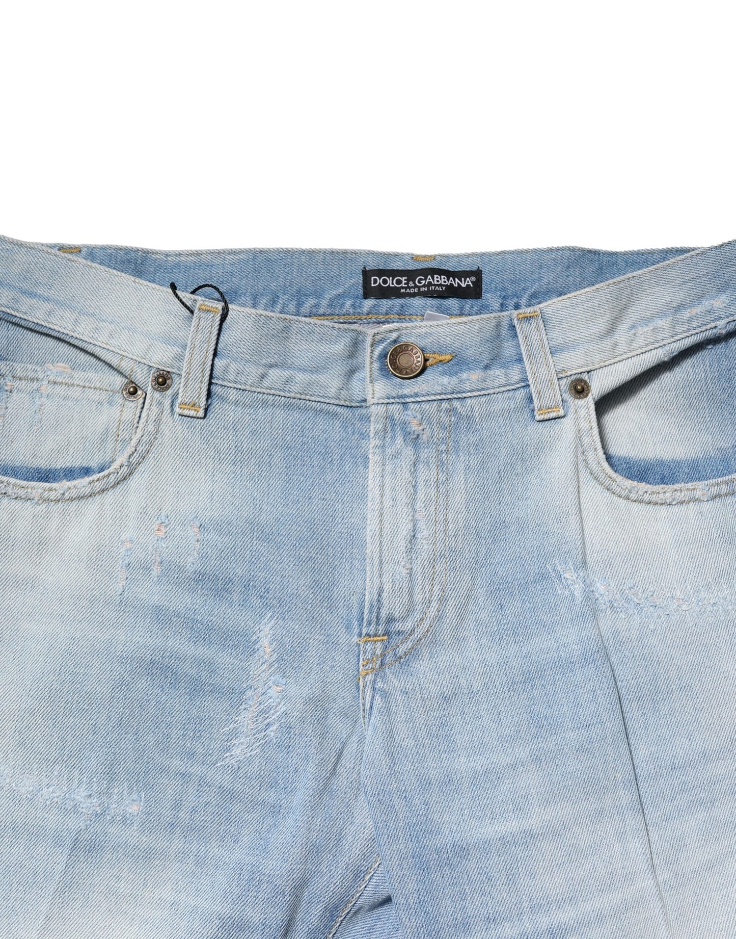 Dolce &amp; Gabbana – Hellblaue, verwaschene Jeans mit gerader Passform