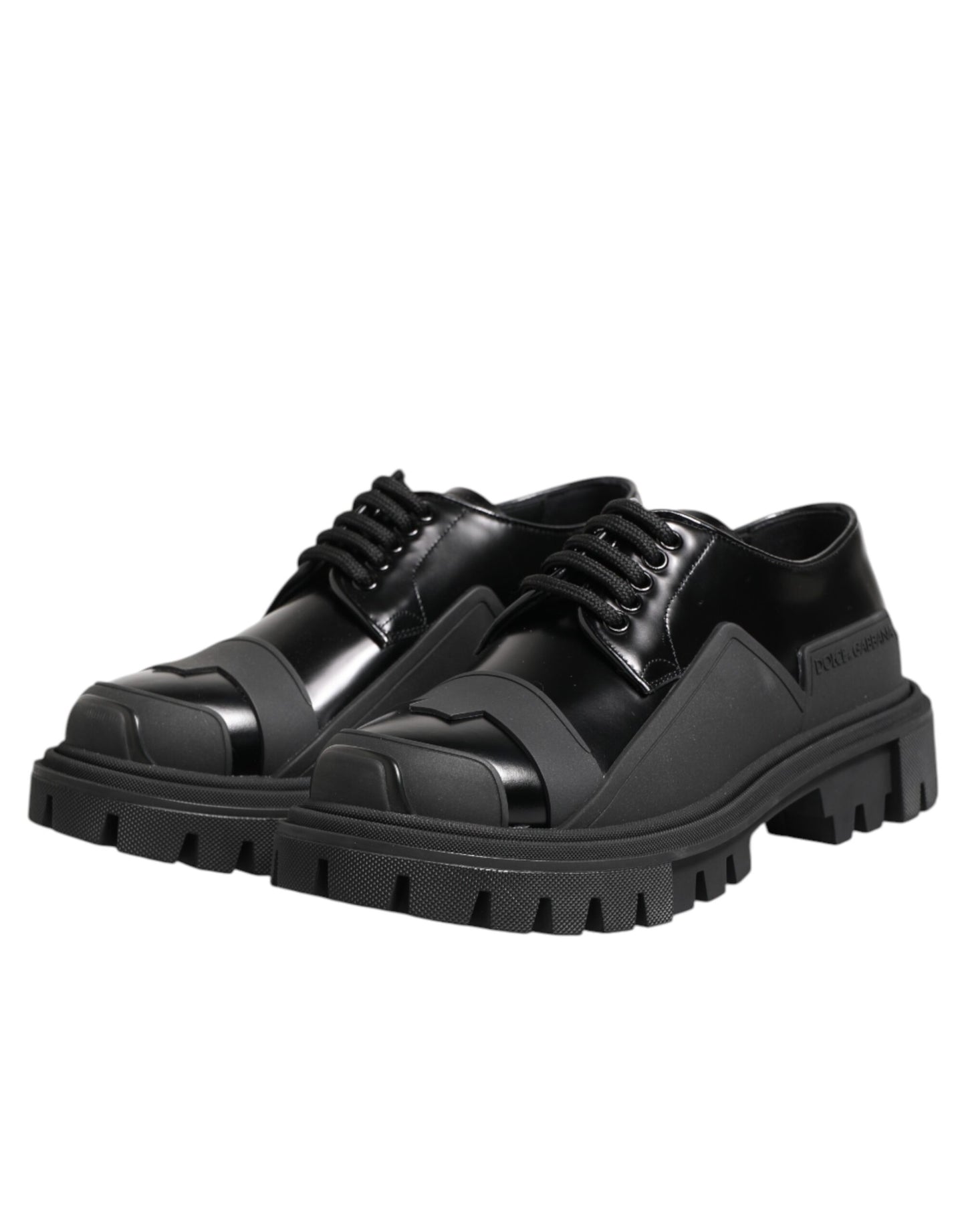Scarpe Derby da trekking in vernice nera Dolce &amp; Gabbana