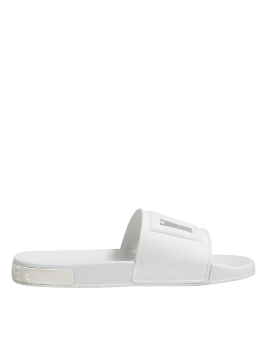 Dolce & Gabbana White Rubber Sandals Slides Beachwear Shoes