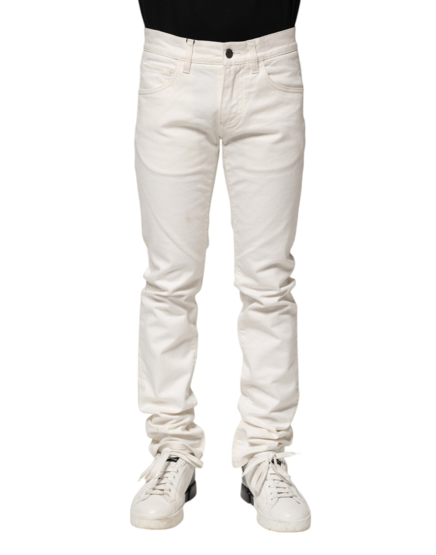 Jeans skinny da uomo in cotone bianco Dolce &amp; Gabbana