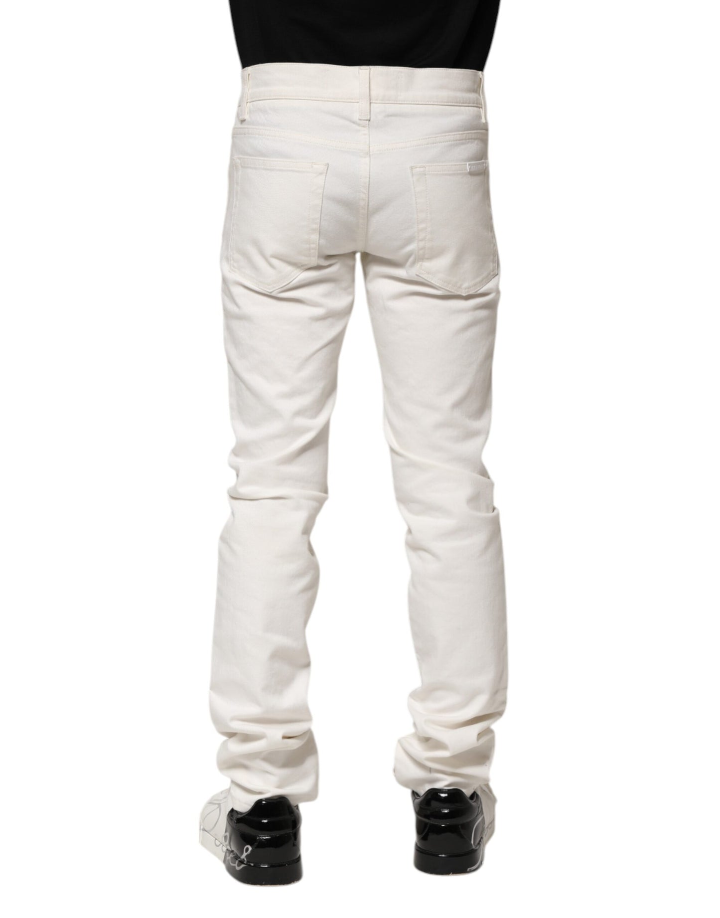 Jeans skinny da uomo in cotone bianco Dolce &amp; Gabbana
