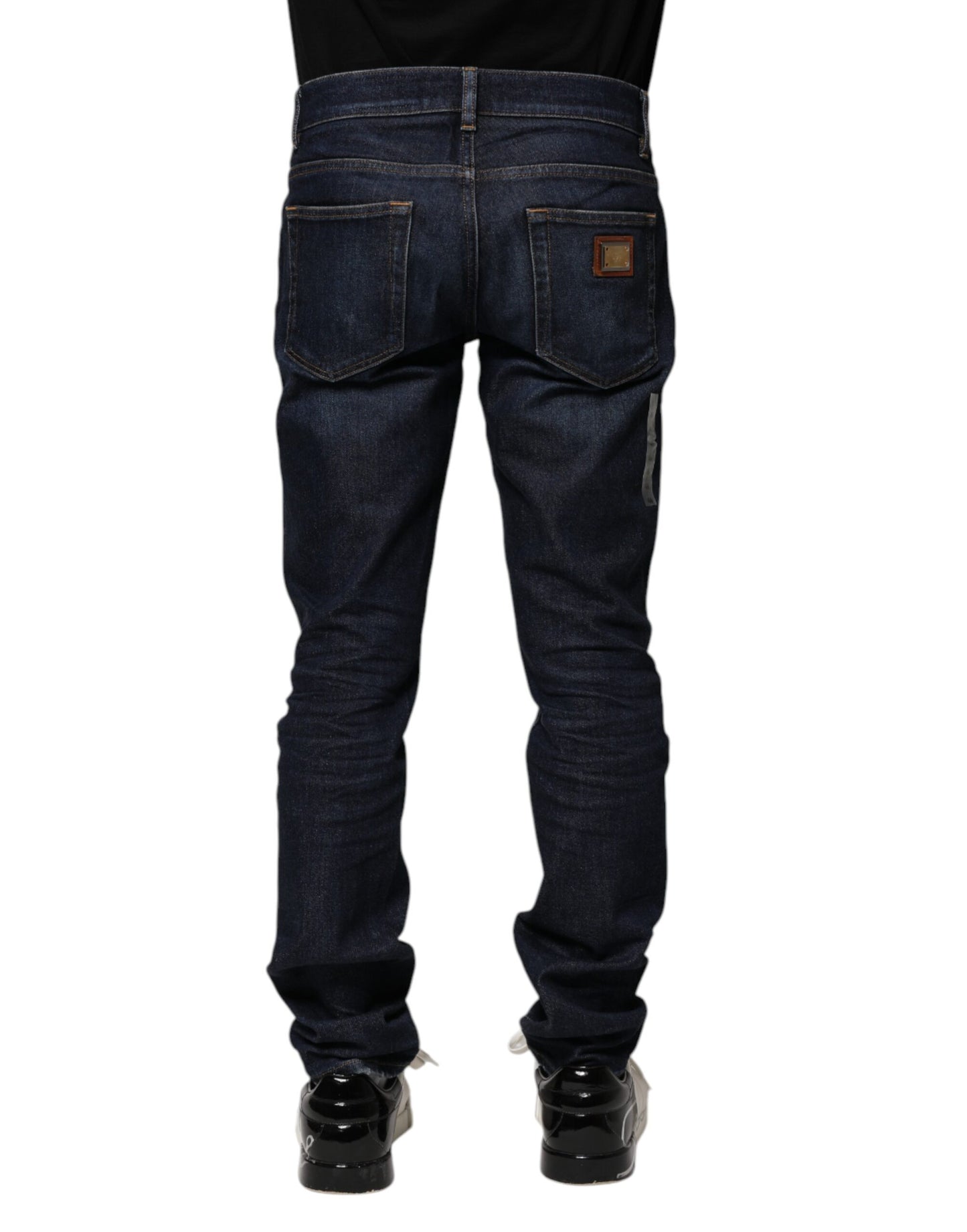 Jeans aderenti in denim di cotone blu scuro Dolce &amp; Gabbana