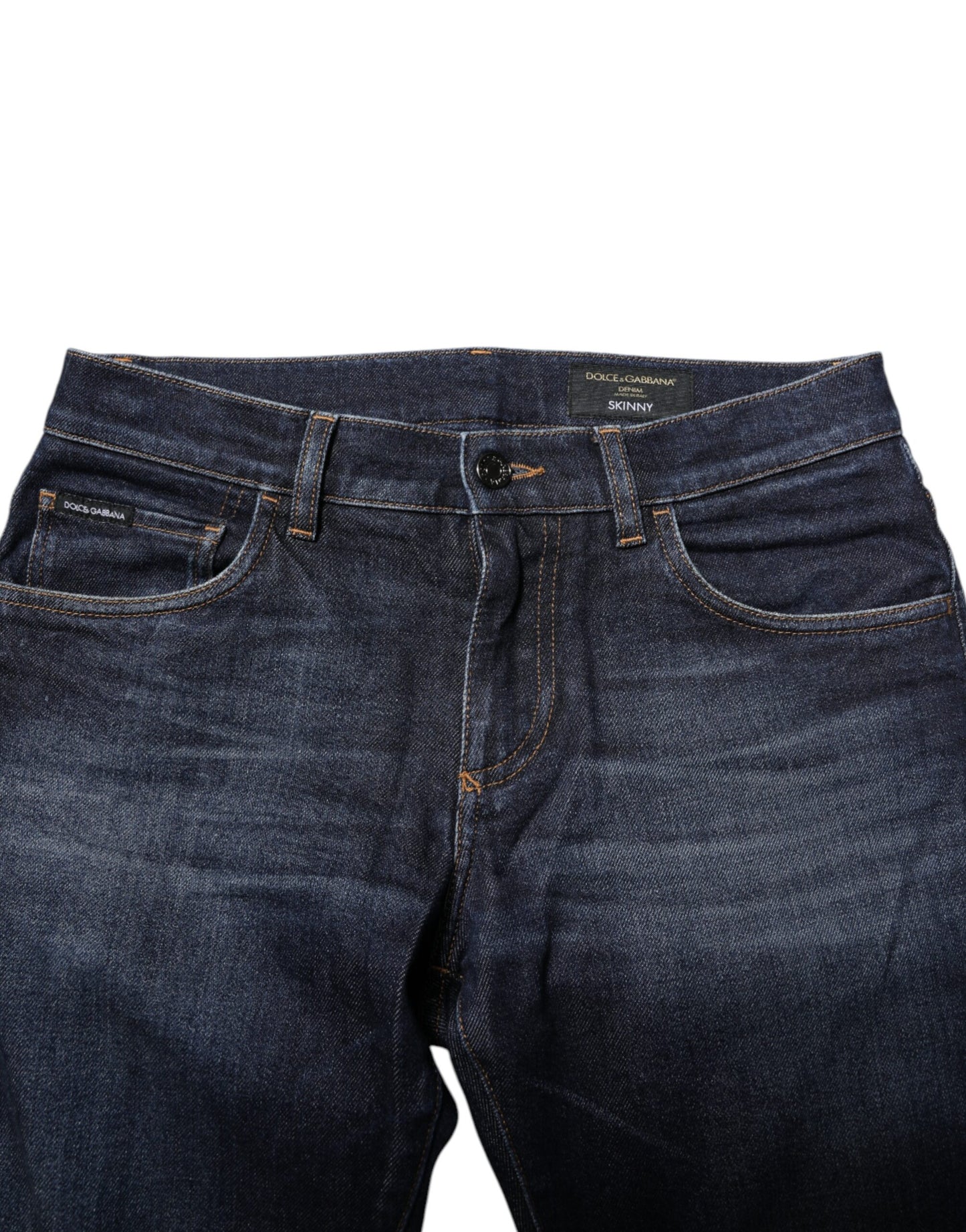Jeans aderenti in denim di cotone blu scuro Dolce &amp; Gabbana