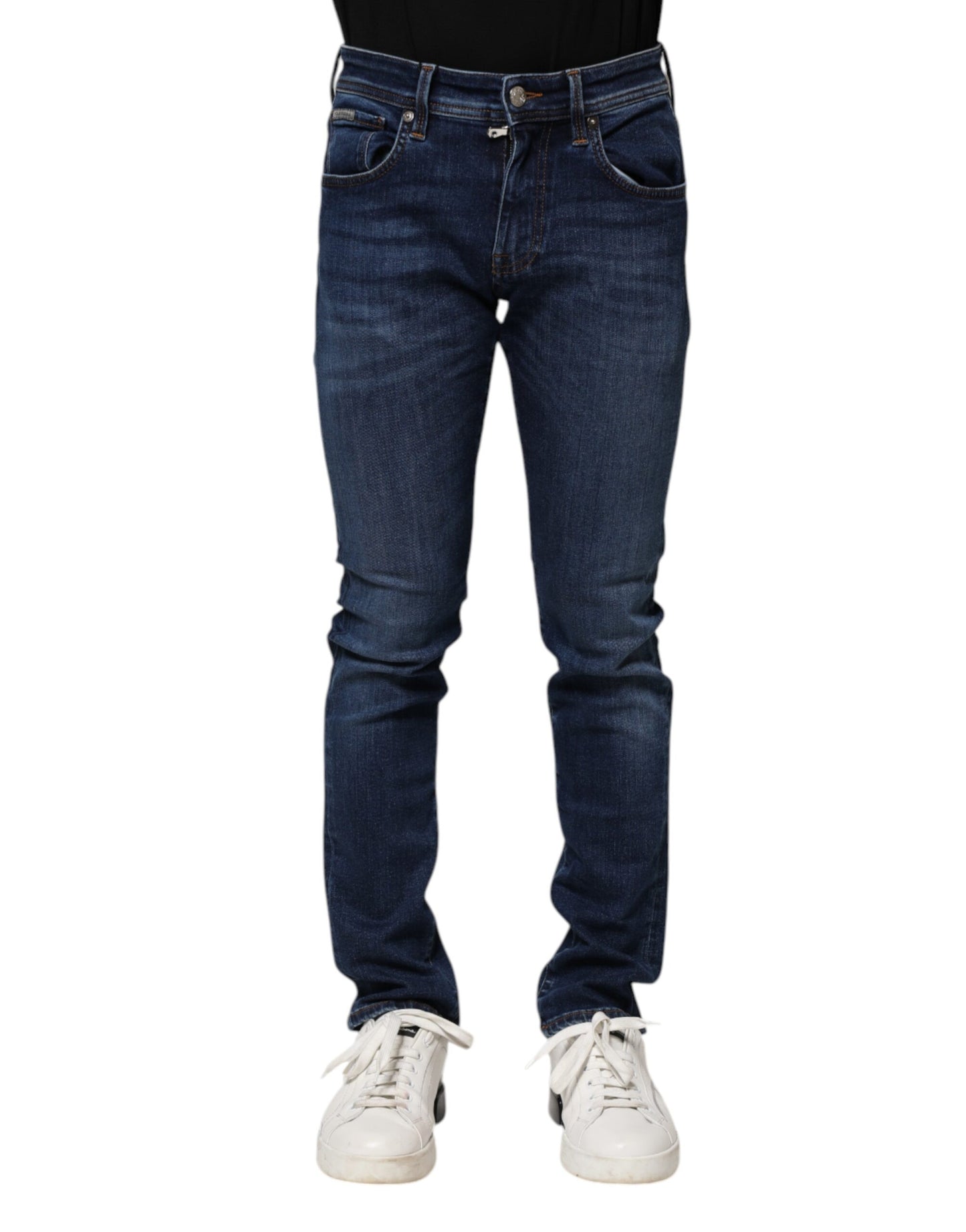 Jeans aderenti in denim di cotone blu scuro Dolce &amp; Gabbana