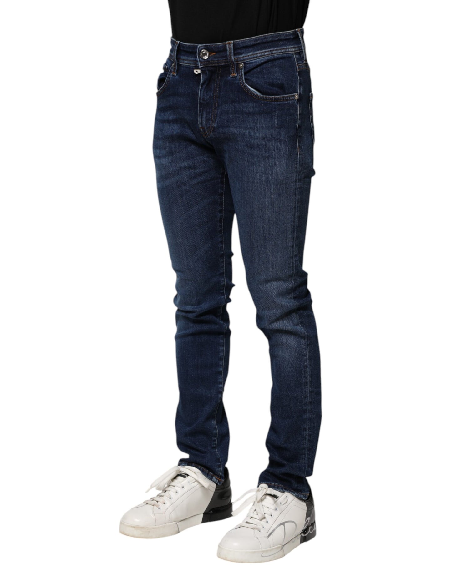 Jeans aderenti in denim di cotone blu scuro Dolce &amp; Gabbana