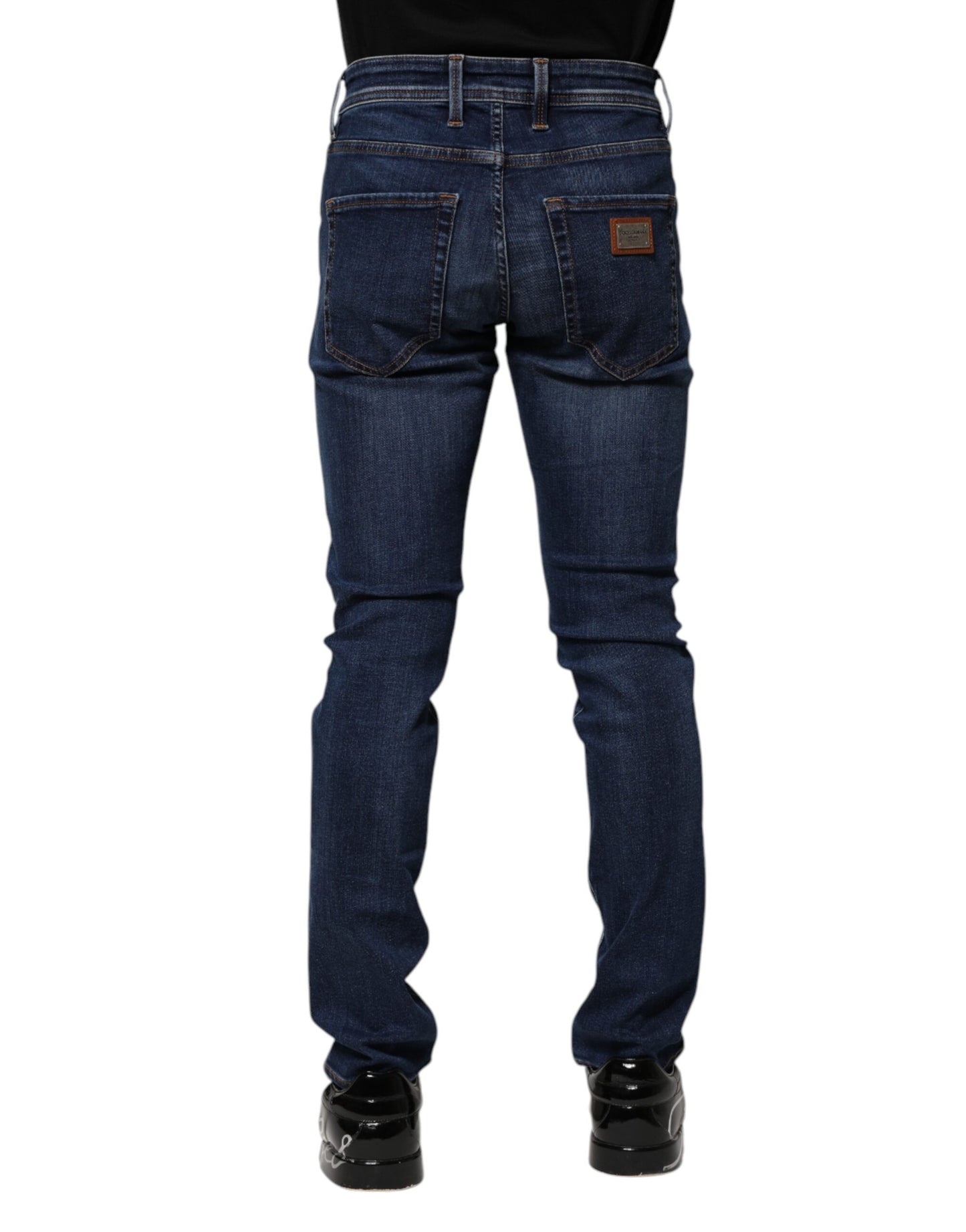 Jeans aderenti in denim di cotone blu scuro Dolce &amp; Gabbana