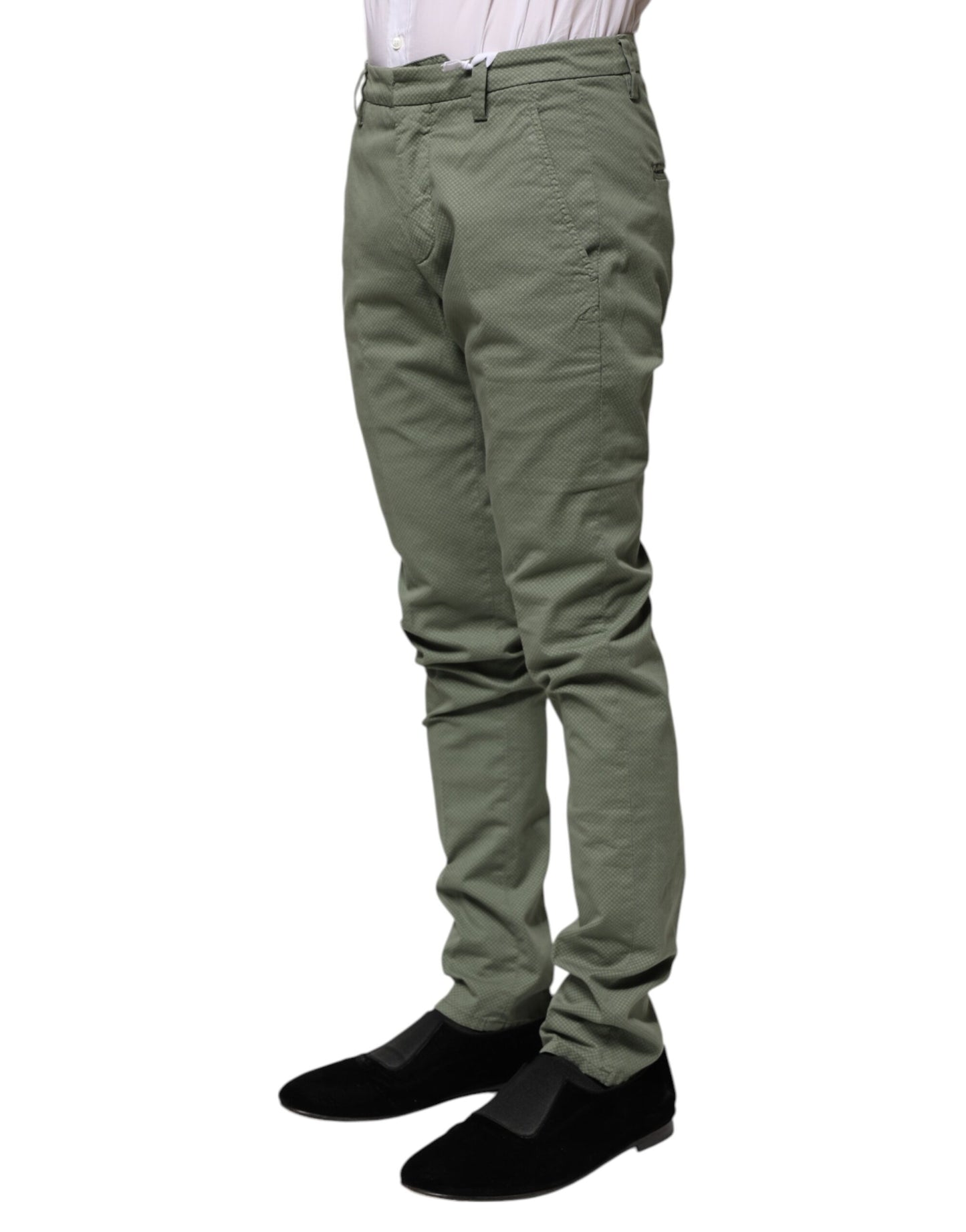 Pantaloni casual skinny a vita media Dondup verdi