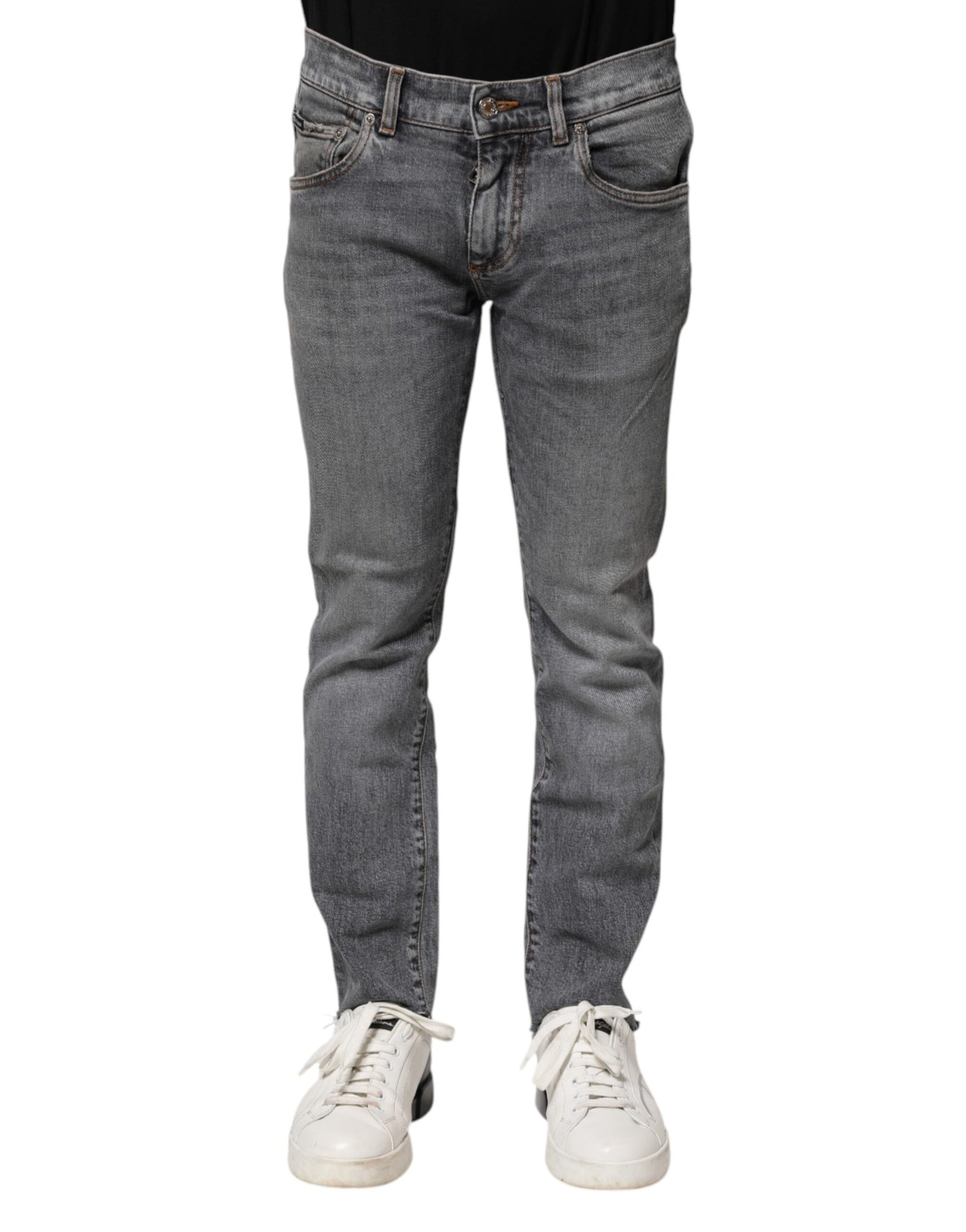 Jeans skinny da uomo in cotone grigio Dolce &amp; Gabbana