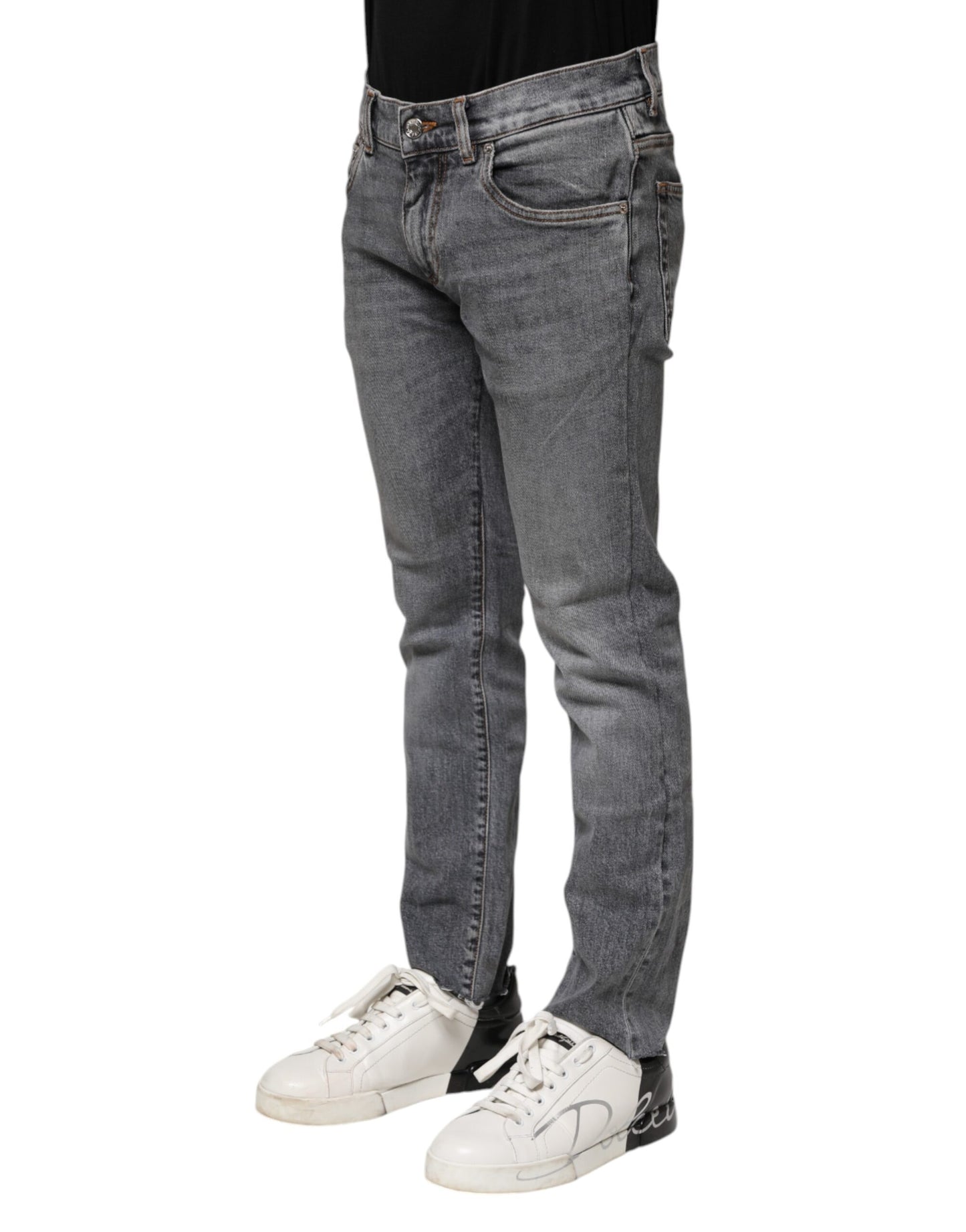 Jeans skinny da uomo in cotone grigio Dolce &amp; Gabbana