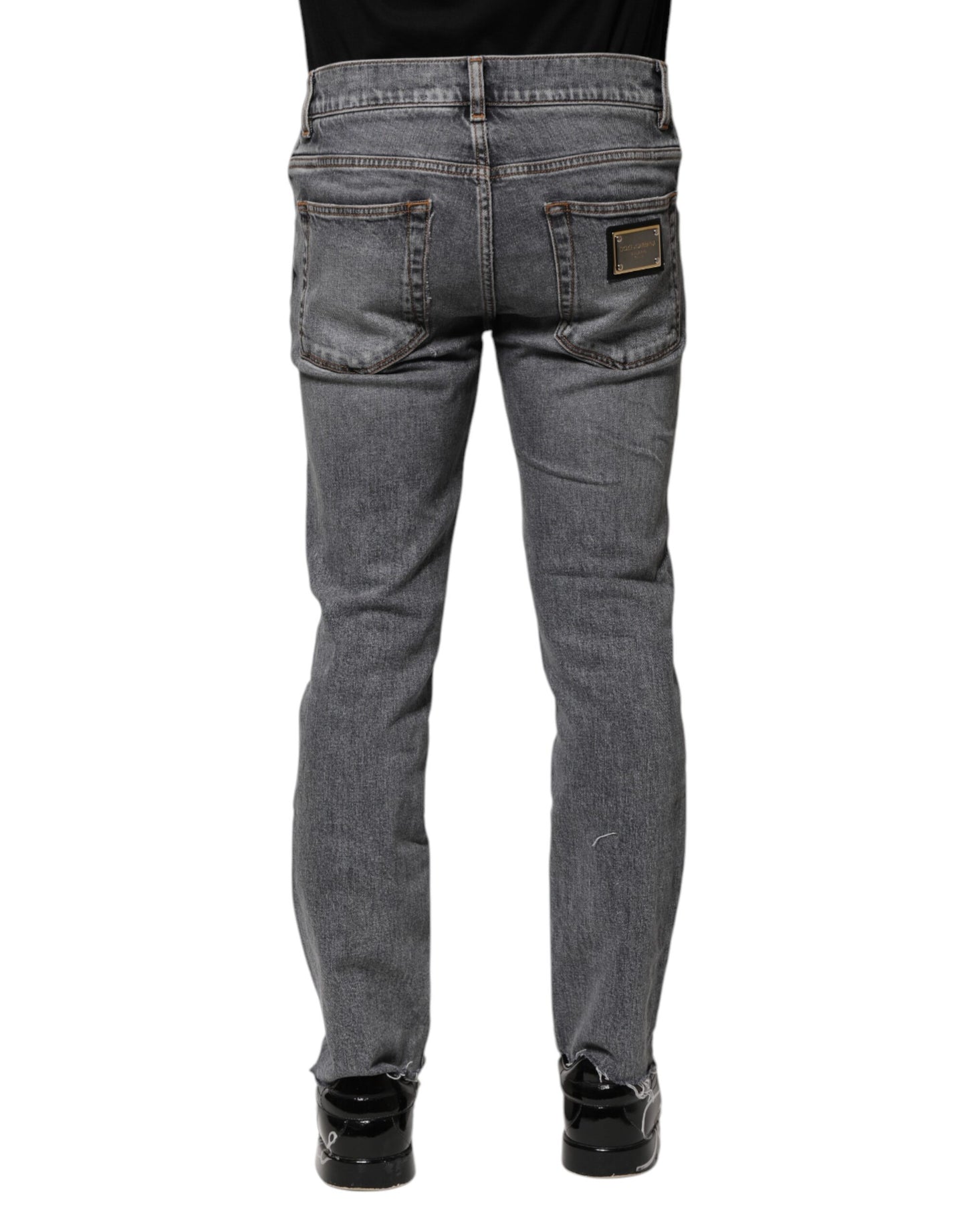 Jeans skinny da uomo in cotone grigio Dolce &amp; Gabbana