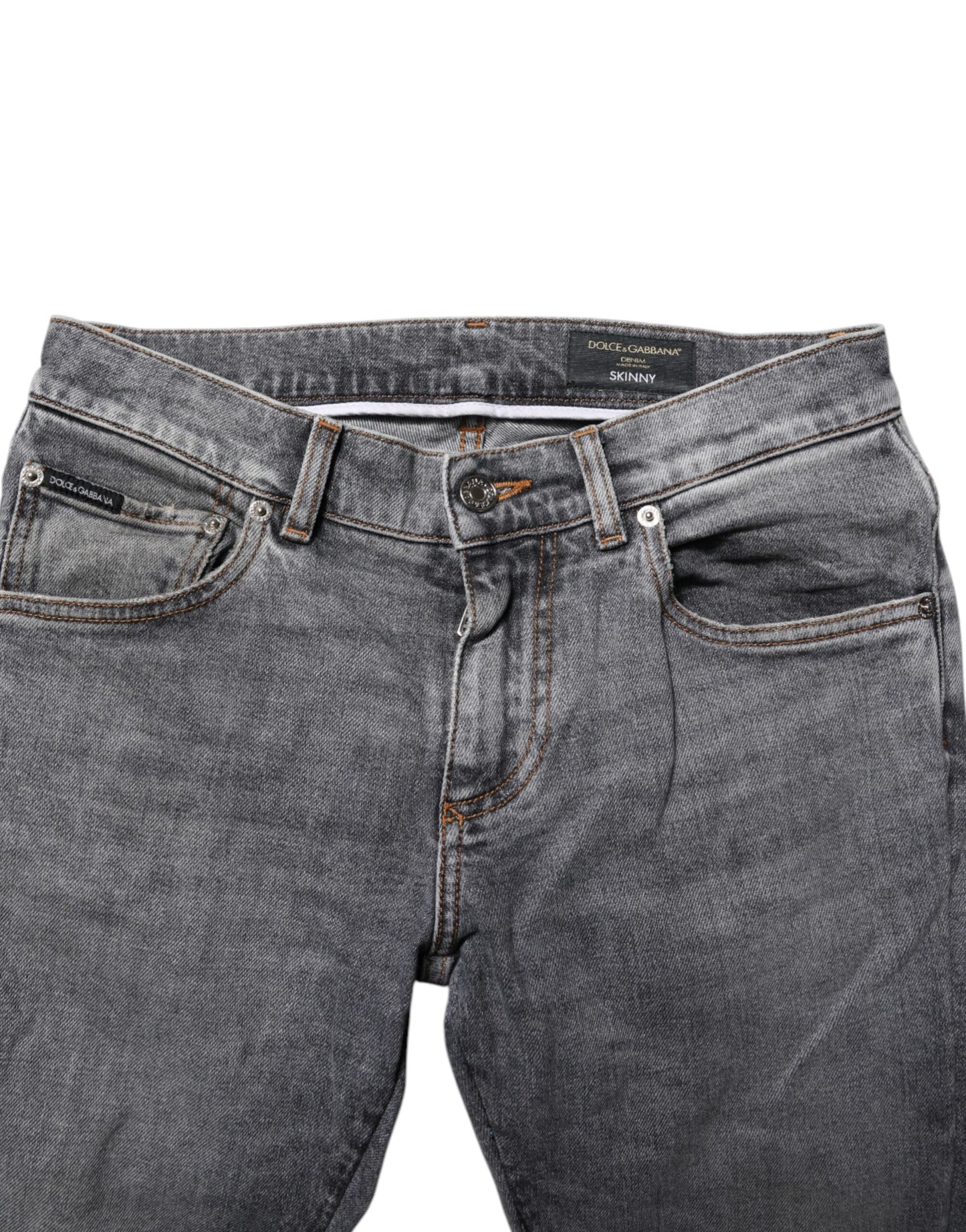 Jeans skinny da uomo in cotone grigio Dolce &amp; Gabbana