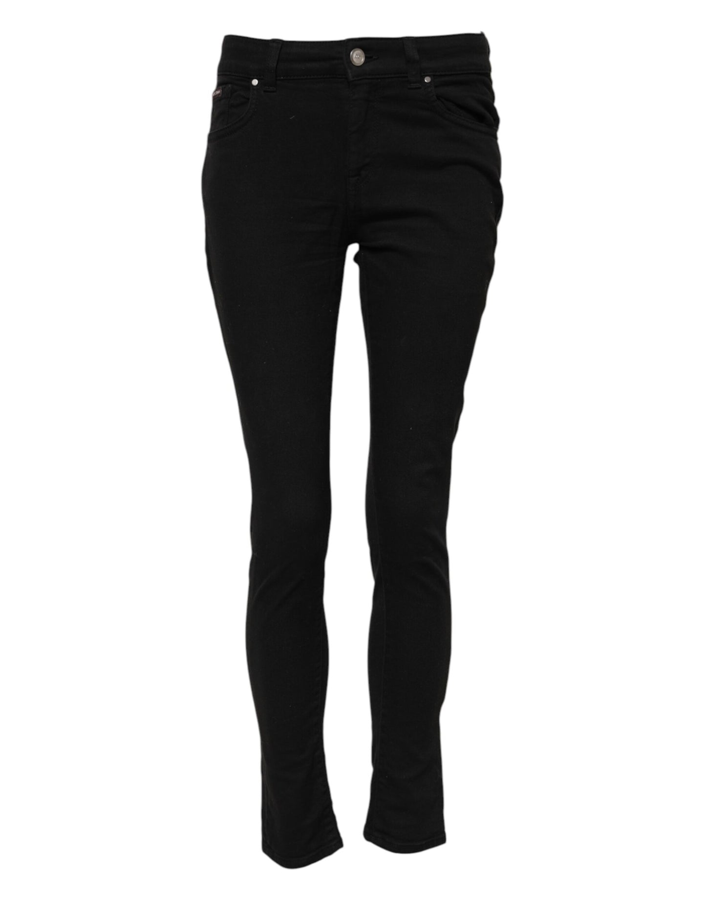 Jeans aderenti in cotone nero a vita media di Dolce &amp; Gabbana